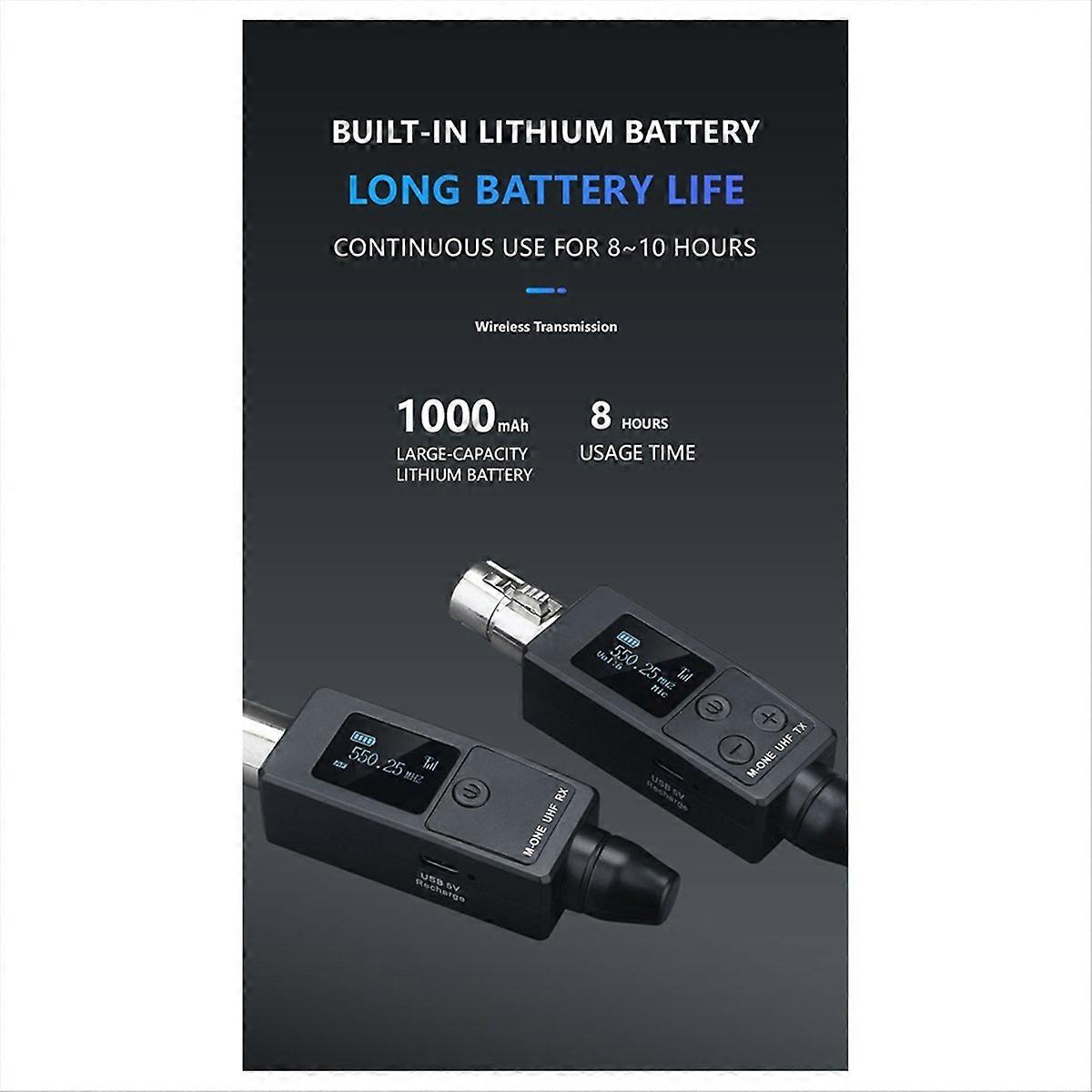 2Pcs Transmitter UHF Receiver Plugged Into XLR Mic Wireless System