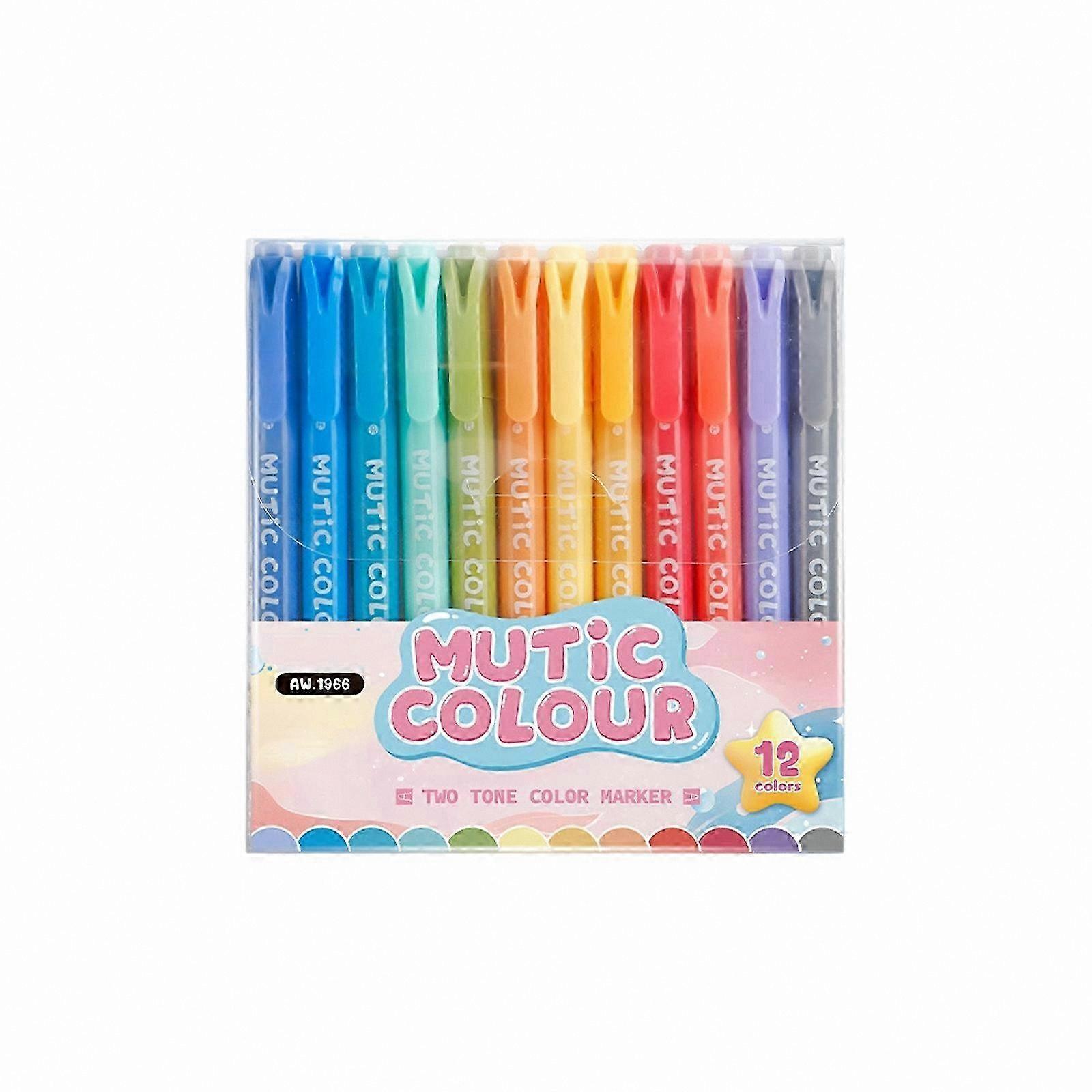 Dual-Tip Fluorescent Marker Set for Drawing and Highlighting
