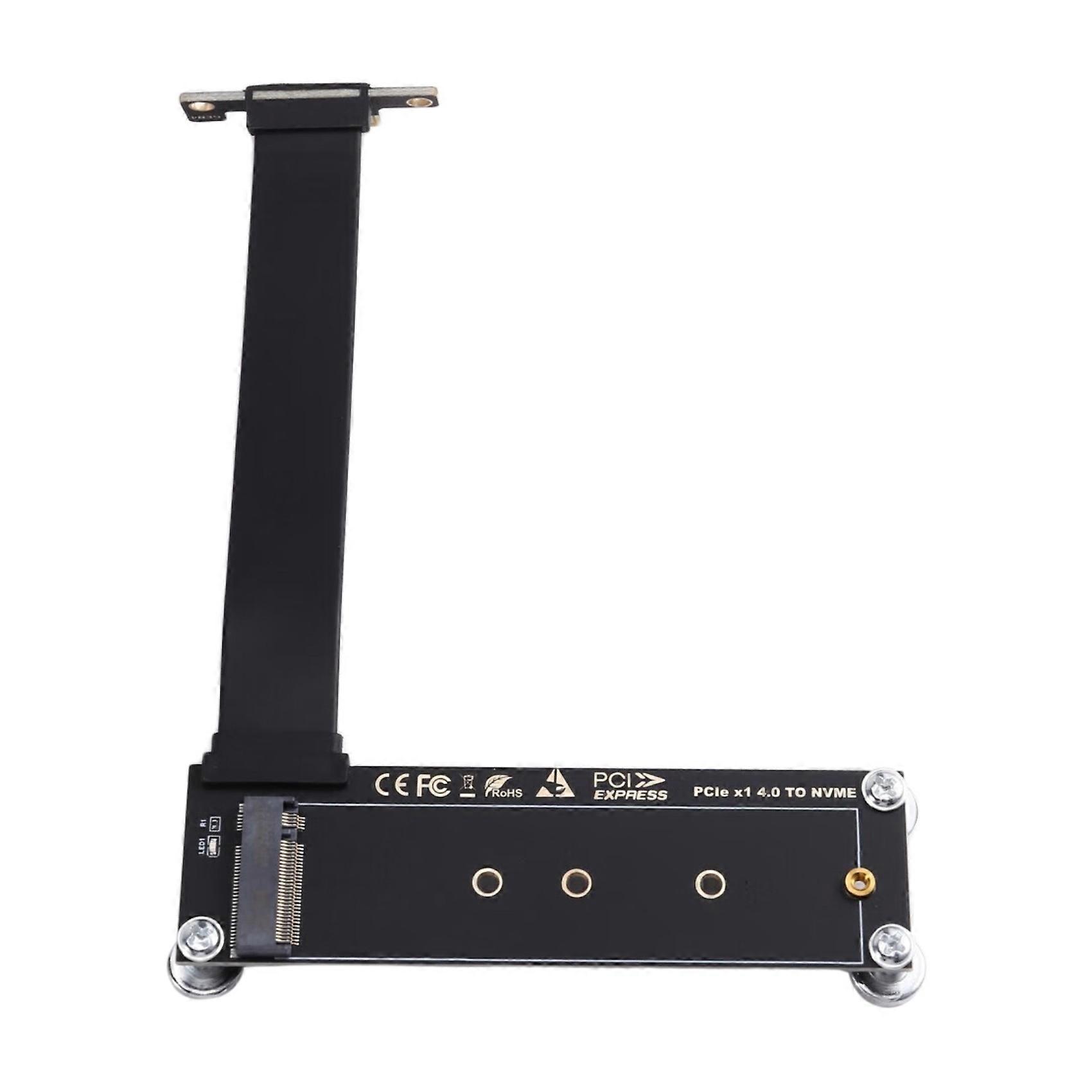 PCI-E 4.0 X1 to M.2 NVMe SSD Extension Cable 90° Angle M Key NVMe/ NGFF SSD Riser Card Adapter Support for Desktop PC