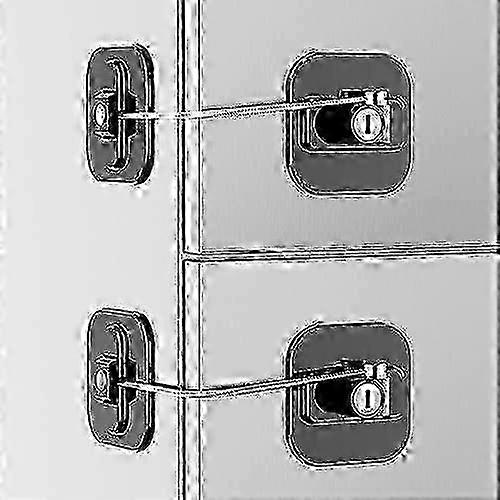 25-26 2 Pack Refrigerator Lock with 4 Keys, Child Safety Locks with Strong Adhesive for Cabinet Lock, Freezer Lock and Drawer Lock (Black)