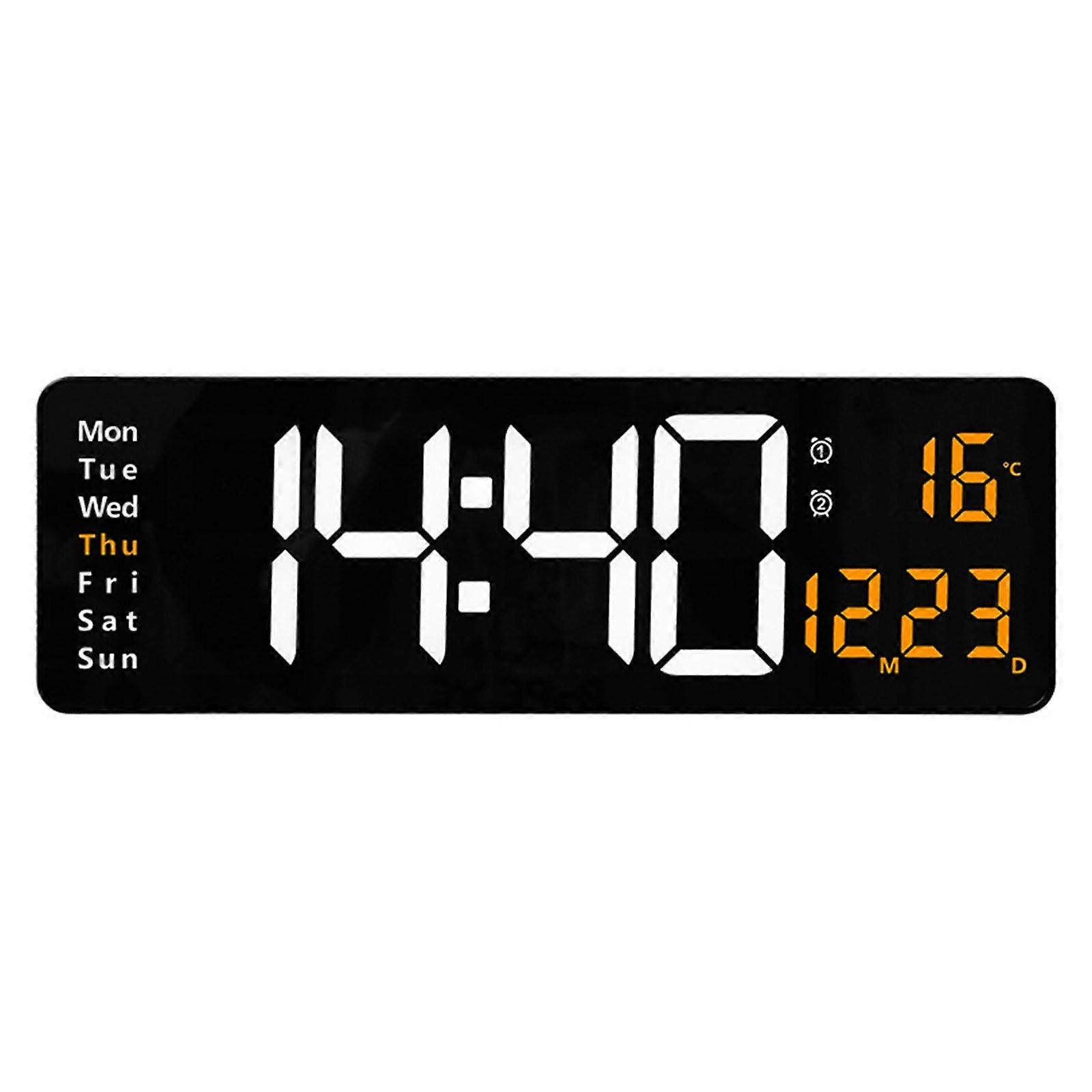 15inch LED Digital Wall Clock  Brightness Display Time Date Temperature For Living Space And Office