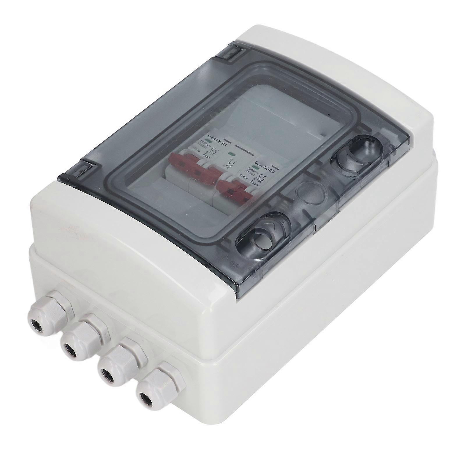 DC Miniature Circuit Breaker Box 2 in 2 Out PV Solar Disconnect Switch Power Distribution UV Proof IP65 Waterproof 500V 63A