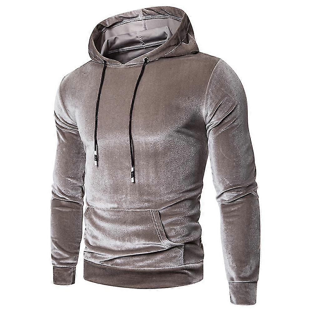 Herren Langarm Samt Kapuzenpullover Sweatshirt @BUGU