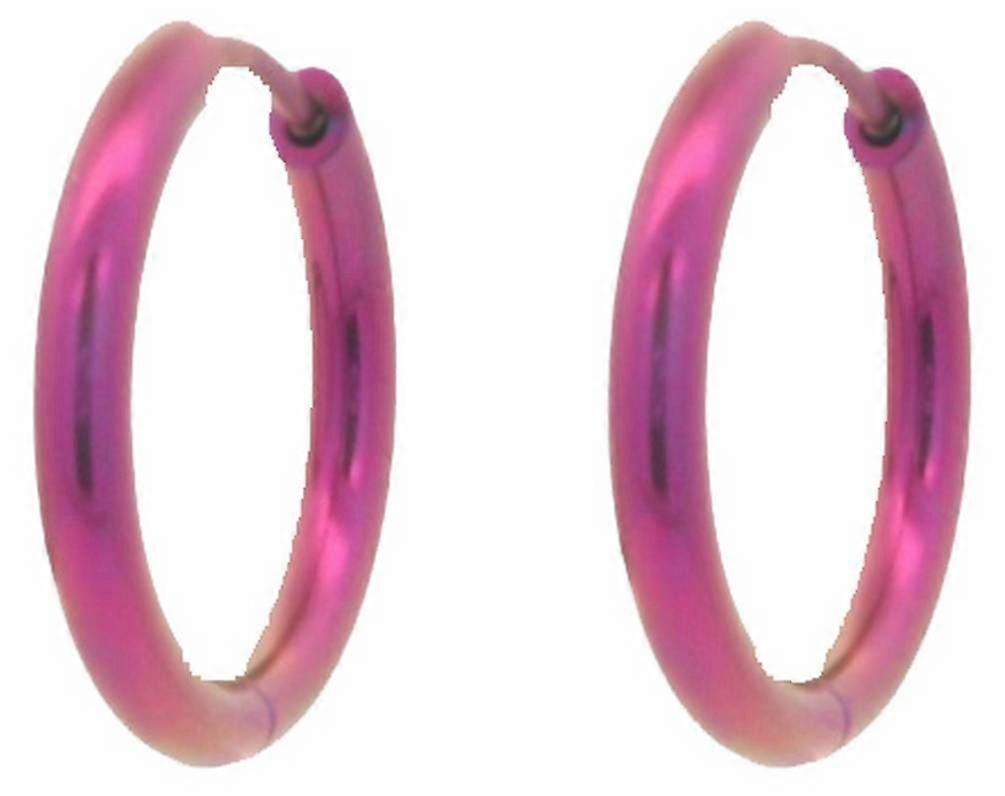 Ti2 Titanium Medium Round Hinged Hoop Earrings - Pink