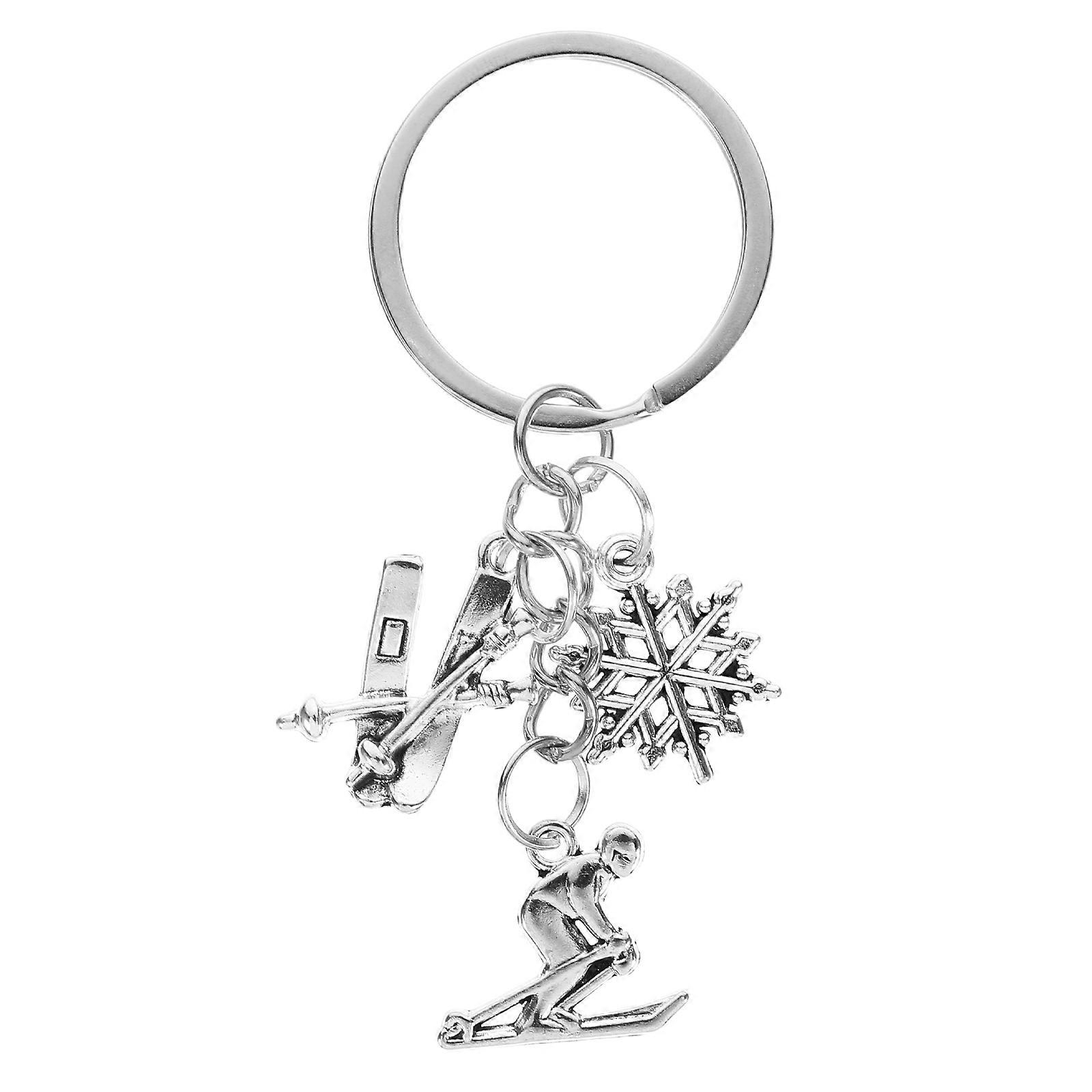 Snowboard Keychain Featuring Snowflake Design for Ski Lovers