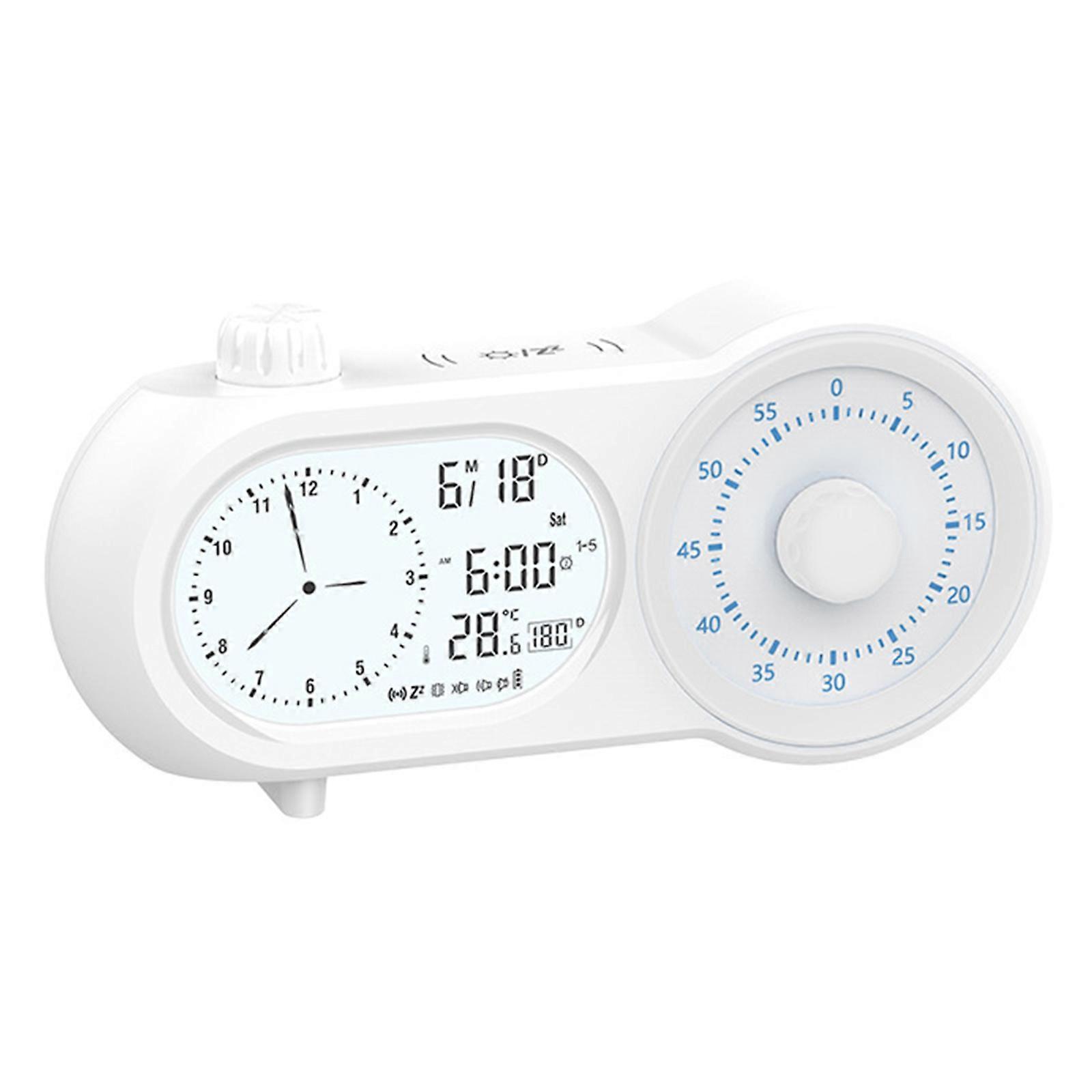 Digital Timer Clock With Double LCD Display Date Week Temperature Monitoring 199 Day Countdown Mechanical  White