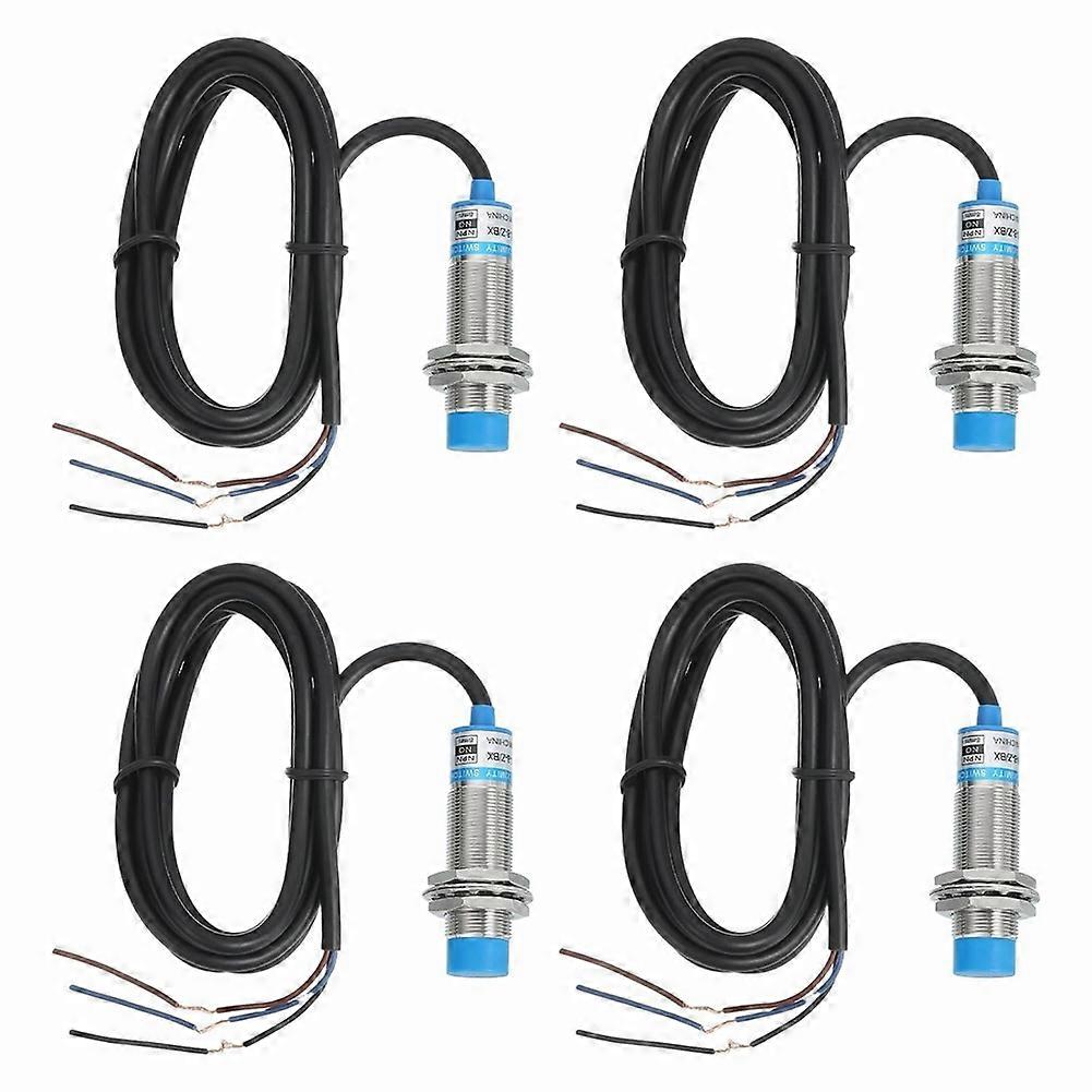 4 Pcs Inductive Optical Fiber Proximity Sensor,NPN NO DC 6-36V Proximity Switch Detector Approach Sensor 8mm 3 Wire
