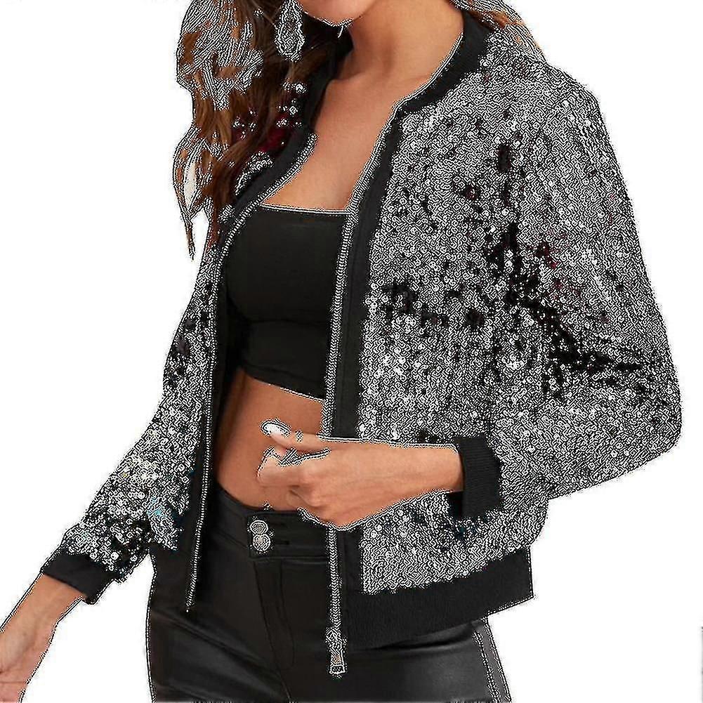 لوحة الترتر النسائية متعددة الألوان جاكيت نمط معدني A Y