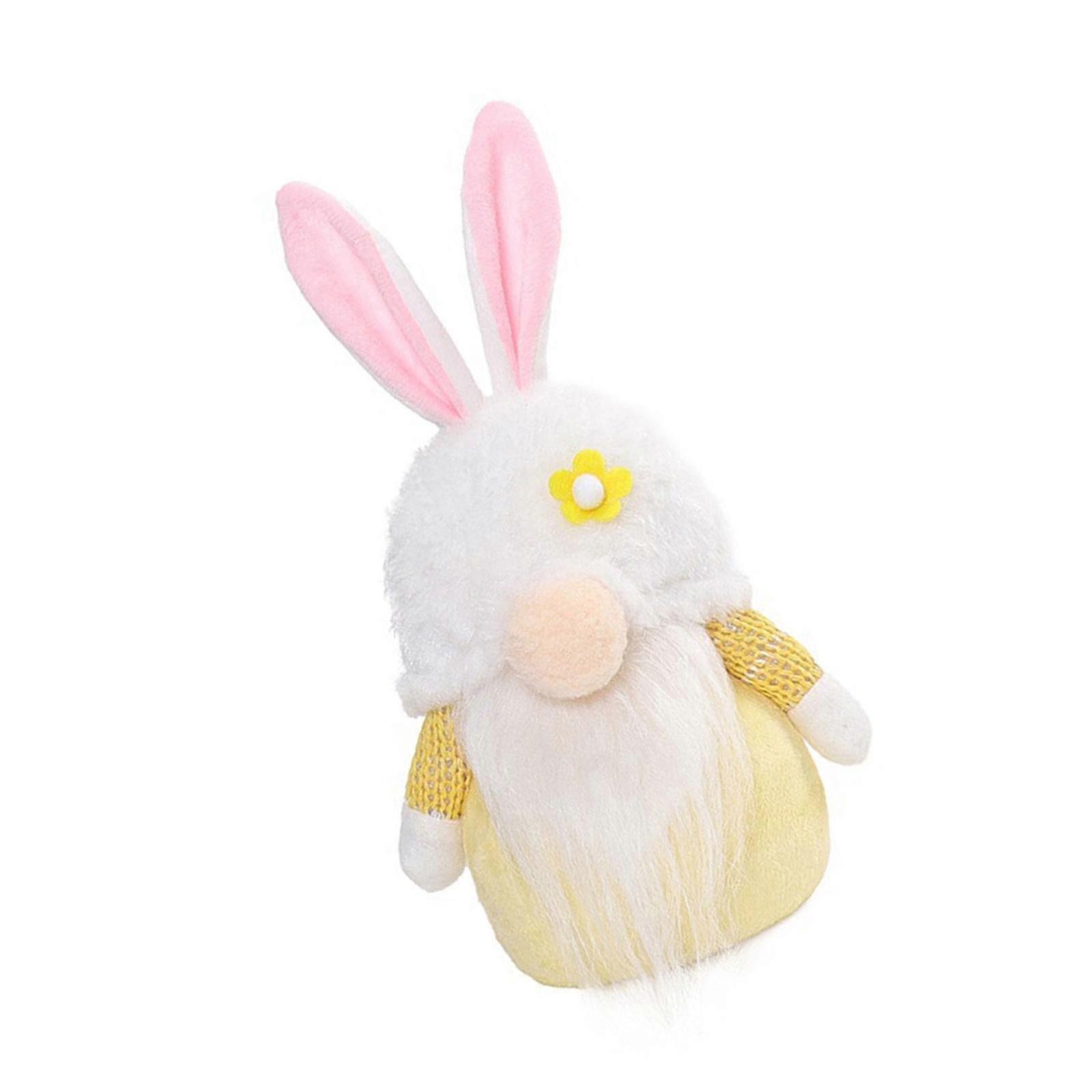 Easter Gnome Plush Scandinavian Tomtes Dwarfs LED Lighted Rabbit Gnome Ornaments Swedish Figurines Table Decoration  Yellow
