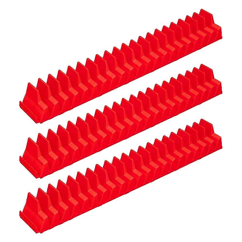 3Pcs Magnetic Wrench Organizer Easy to Install Portable Tool Storage Shelf Wrench Holder for Tool Drawer Storage Red