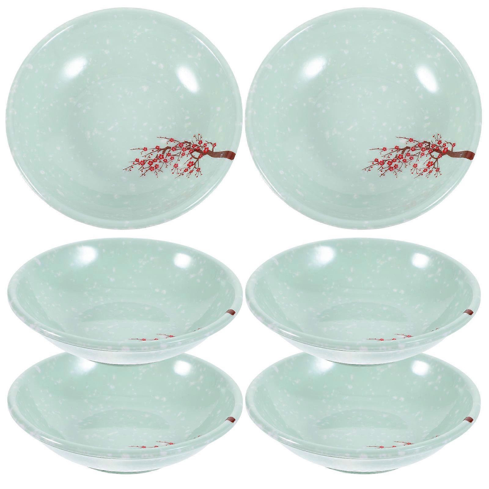 6pcsメラミンソースプレート再利用可能なソース容器レストランホーム用小さなディップ皿(プラムブロッサム)