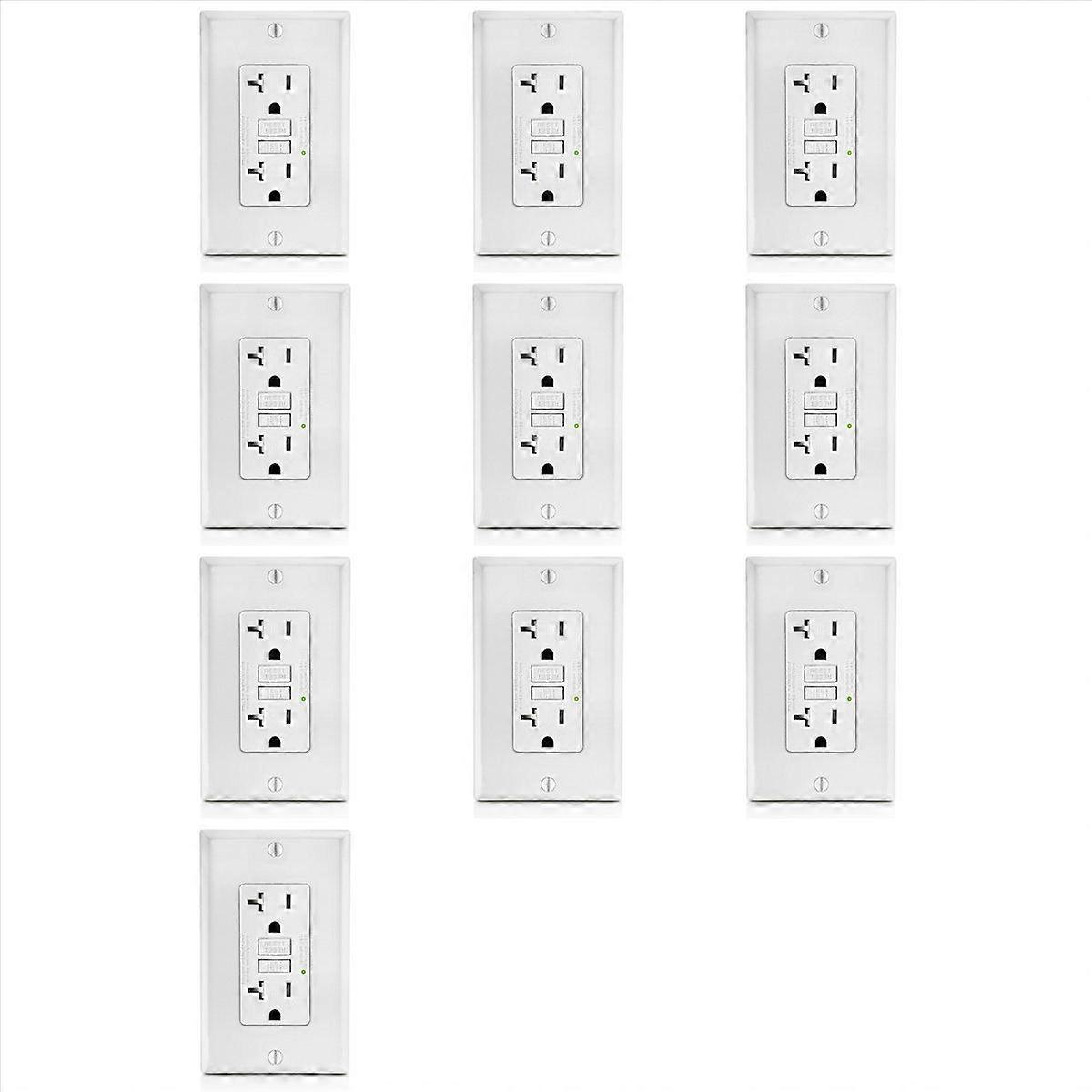 10X GFCI Outlet 20A, GFI Electrical Receptacle with LED Indicator, 20A Tamper- Ground Fault Circuit 