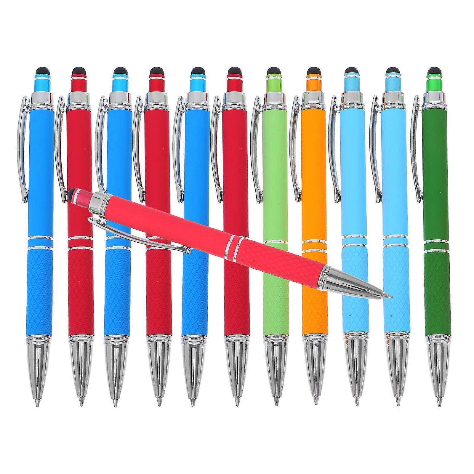 12Pcs Metal Ballpoint Pens with Stylus Tip for Writing and Touchscreen Use