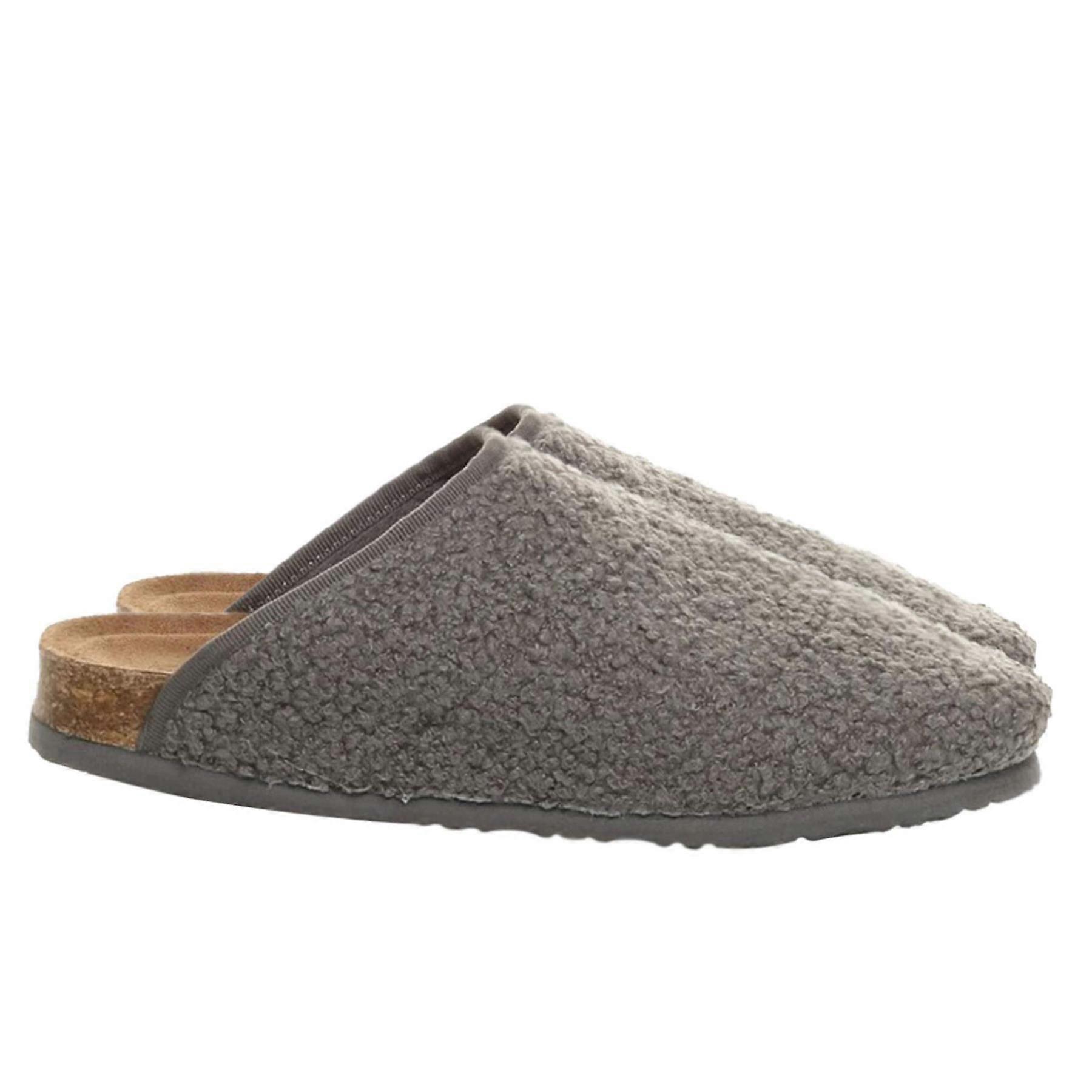 A2Z Men Curly Fleece Mule Slipper Memory Foam Slip-on sturdy Cork sole Slider