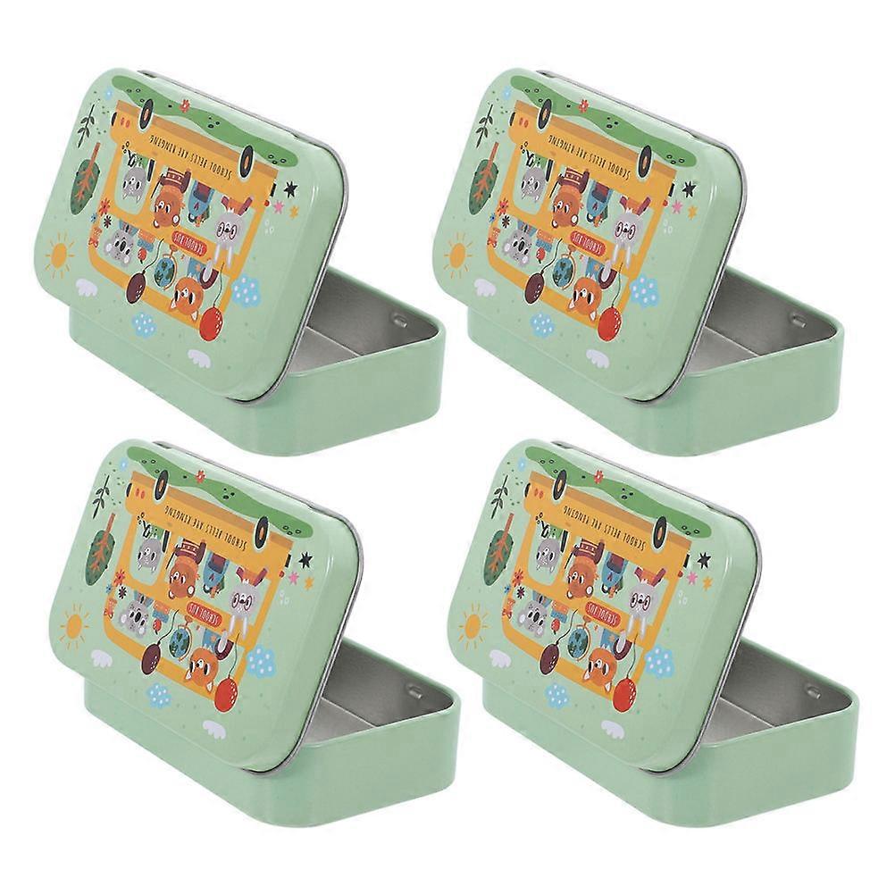 Fliptop Tinplate Small Boxes with Lid for Storage Use 4Pcs Decorative Boxes