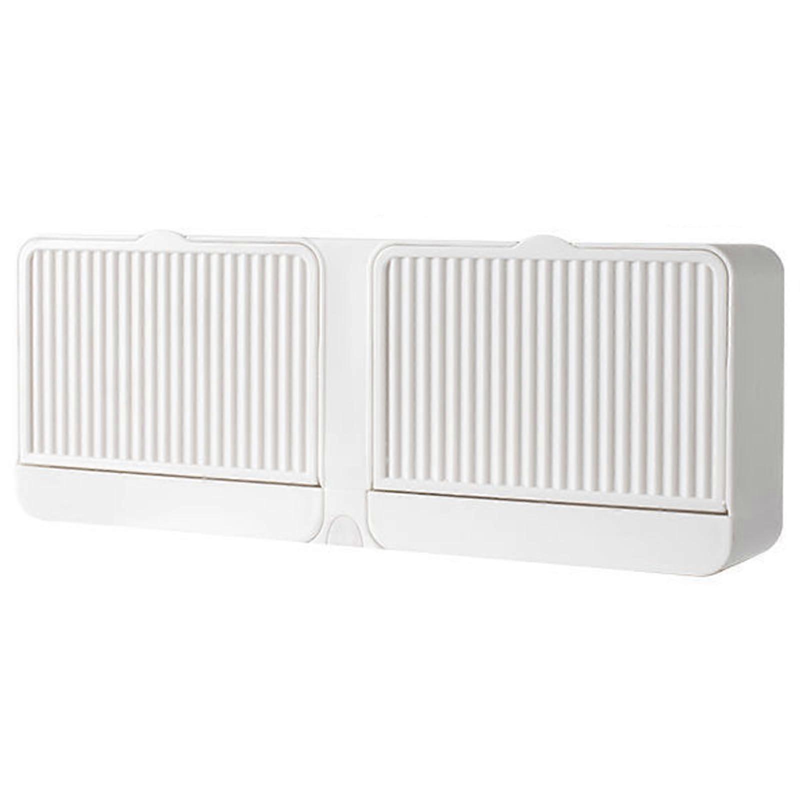 Wall Mounted Dual Compartment Soap Holder with Protective Lid, SelfDraining Bathroom Organizer