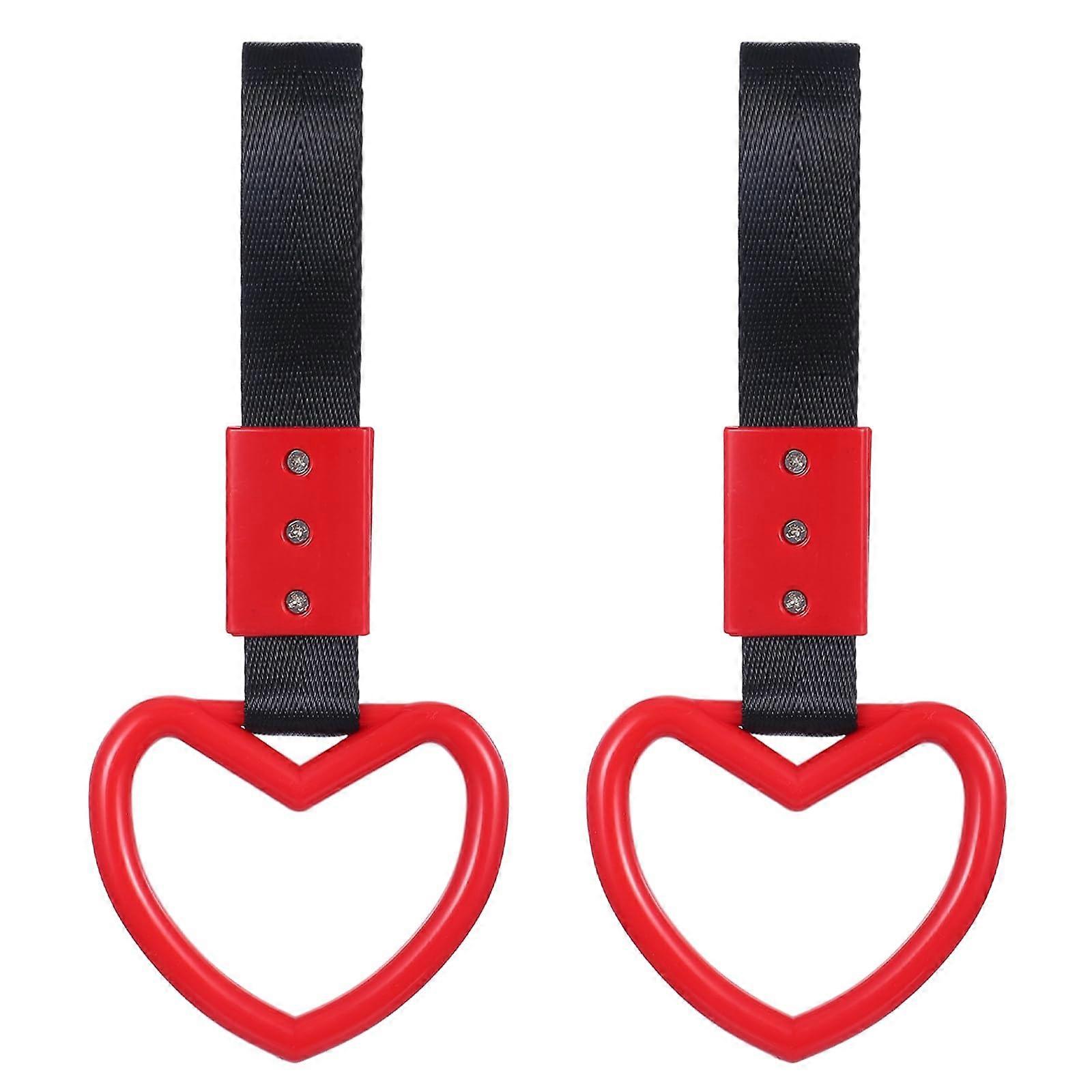 Heart Shaped Car Handle Strap Red, Durable Nylon Bold Design for Rear Bumper Warning Decor