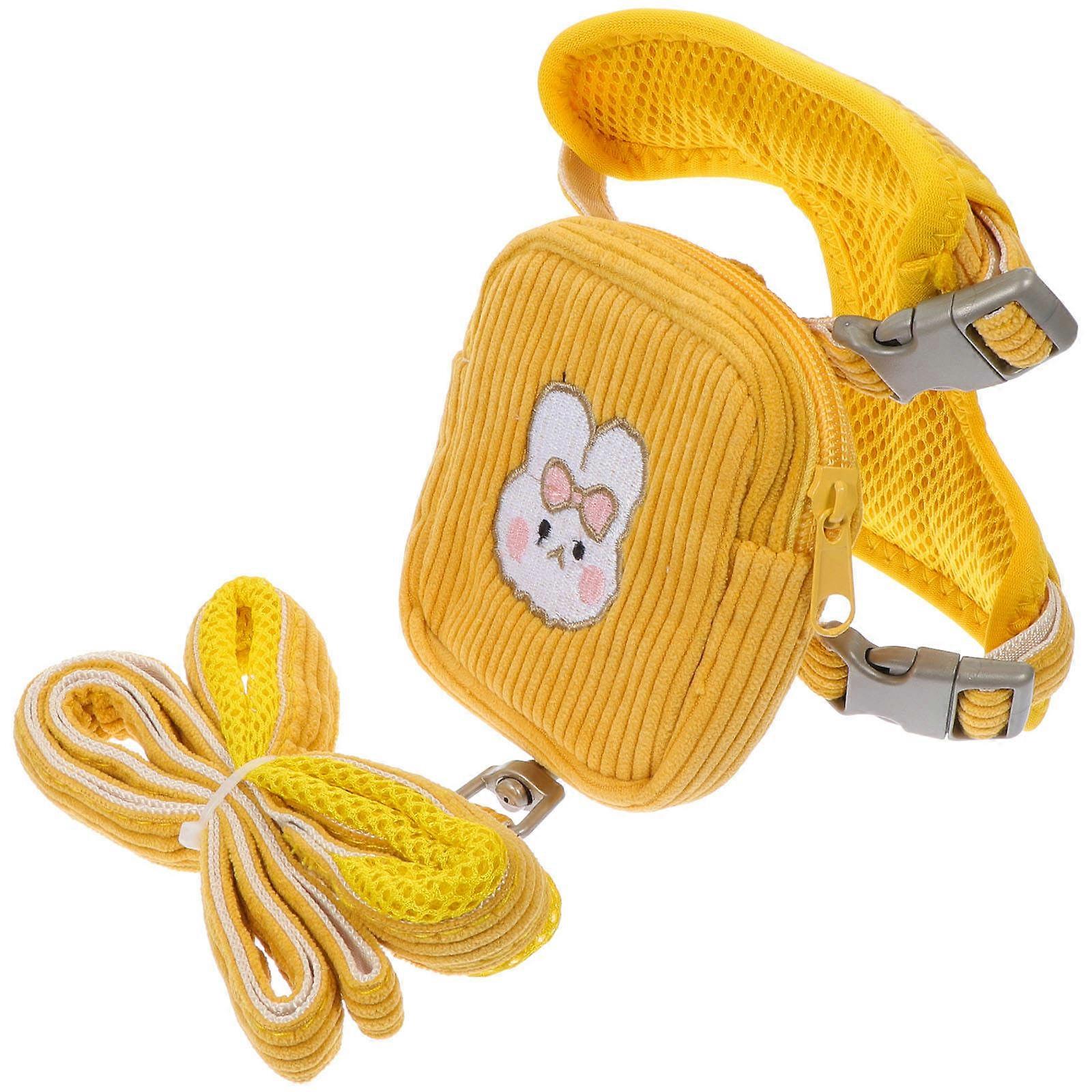 Dog Backpack Harness for Pets 4Pcs Yellow Lightweight Leash with Strap