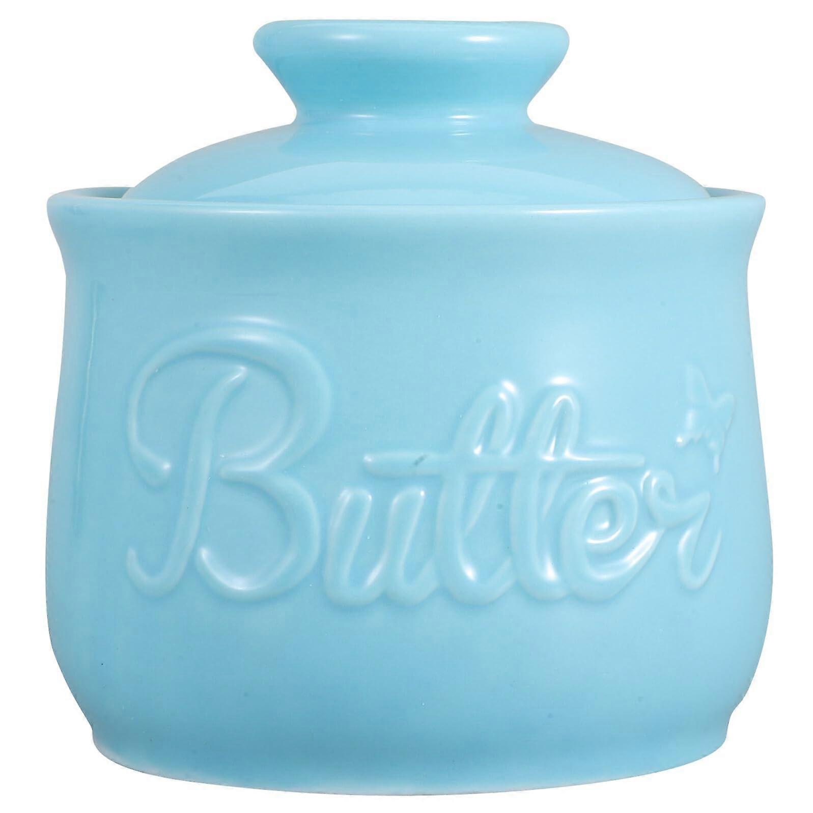Large Ceramic Butter Dish with Lid for Countertop, White Porcelain Keeper, Airtight Seal for Freshness