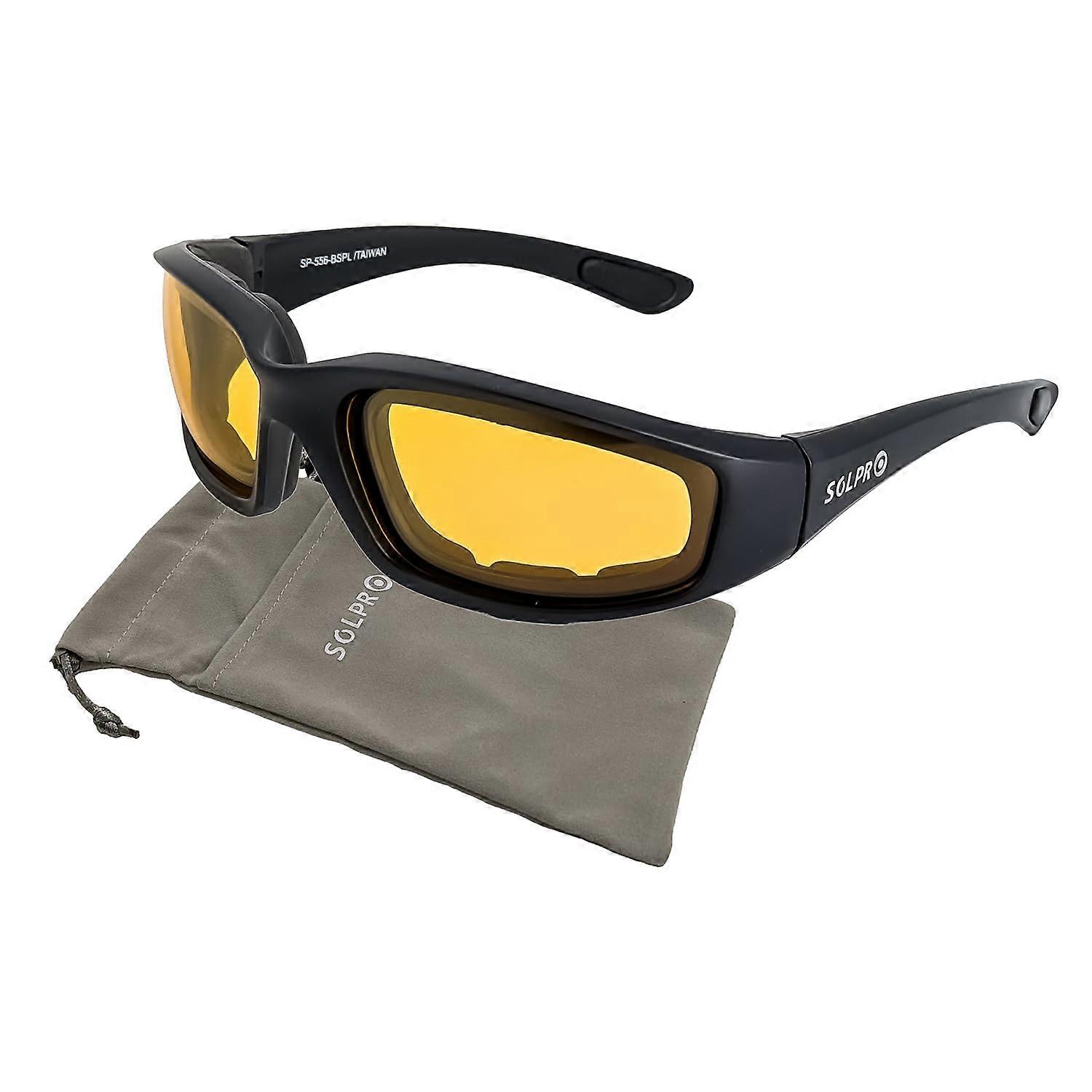 Motorcycle Riding Polarized Sunglasses UV400 Windproof Foam Padding Floating TR90 Frame Yellow