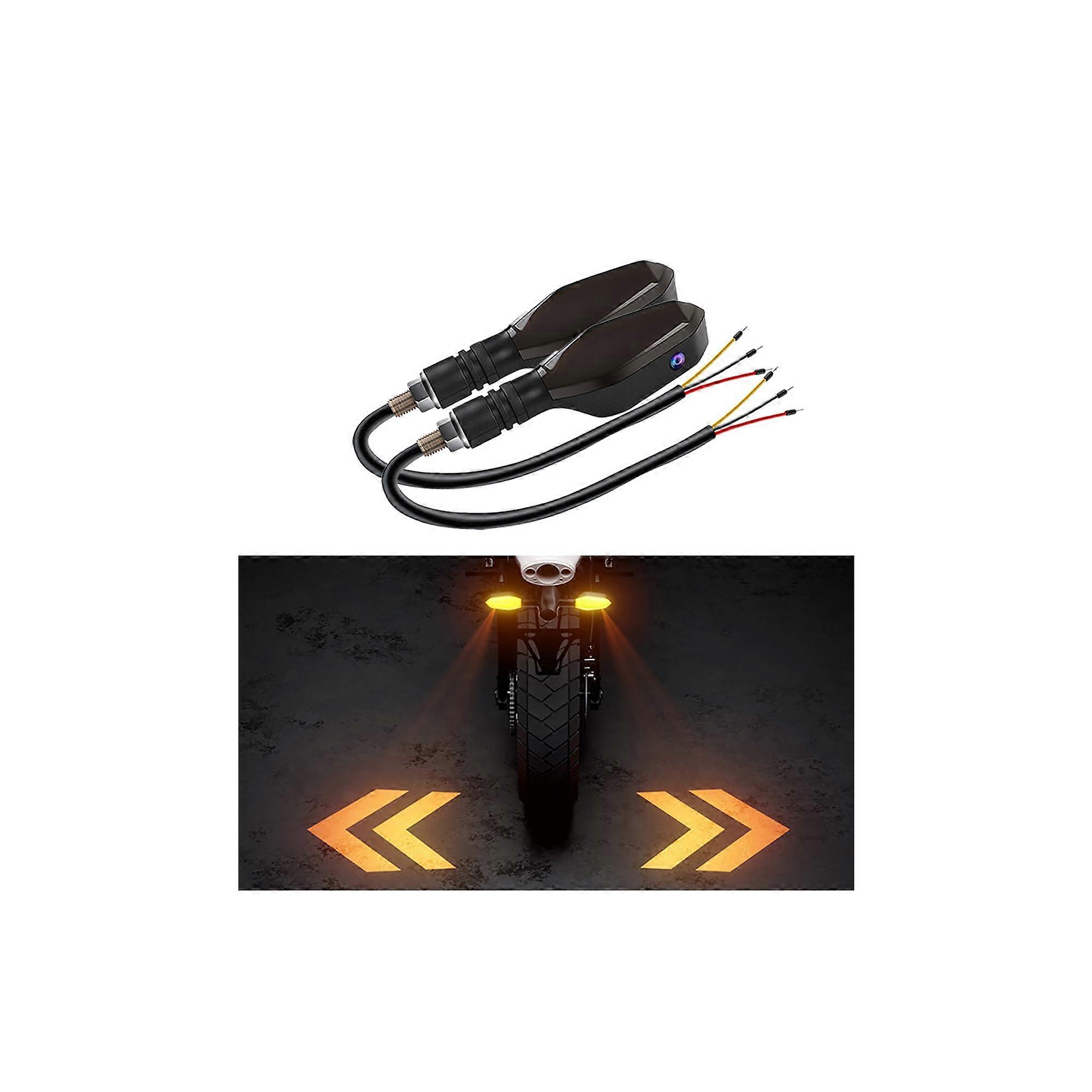 2PCS Motorcycle LED Turn Signal Lights with Arrow Projection, 27 RGB Modes, IP67 Waterproof