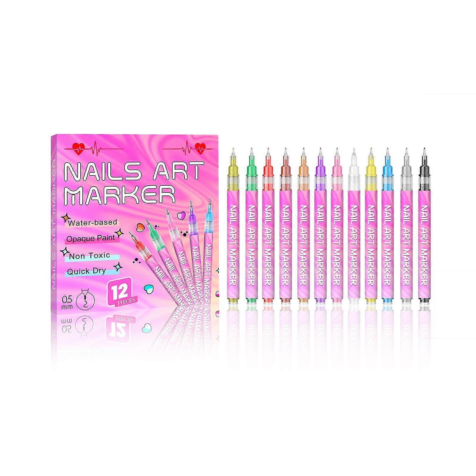 AMZ The Nail Art Pen With Color Display Is Easy To Operate. It Is A Tool For Sketching Nails And Nail Art. It Is Suitable For Diy In Many Occasions An