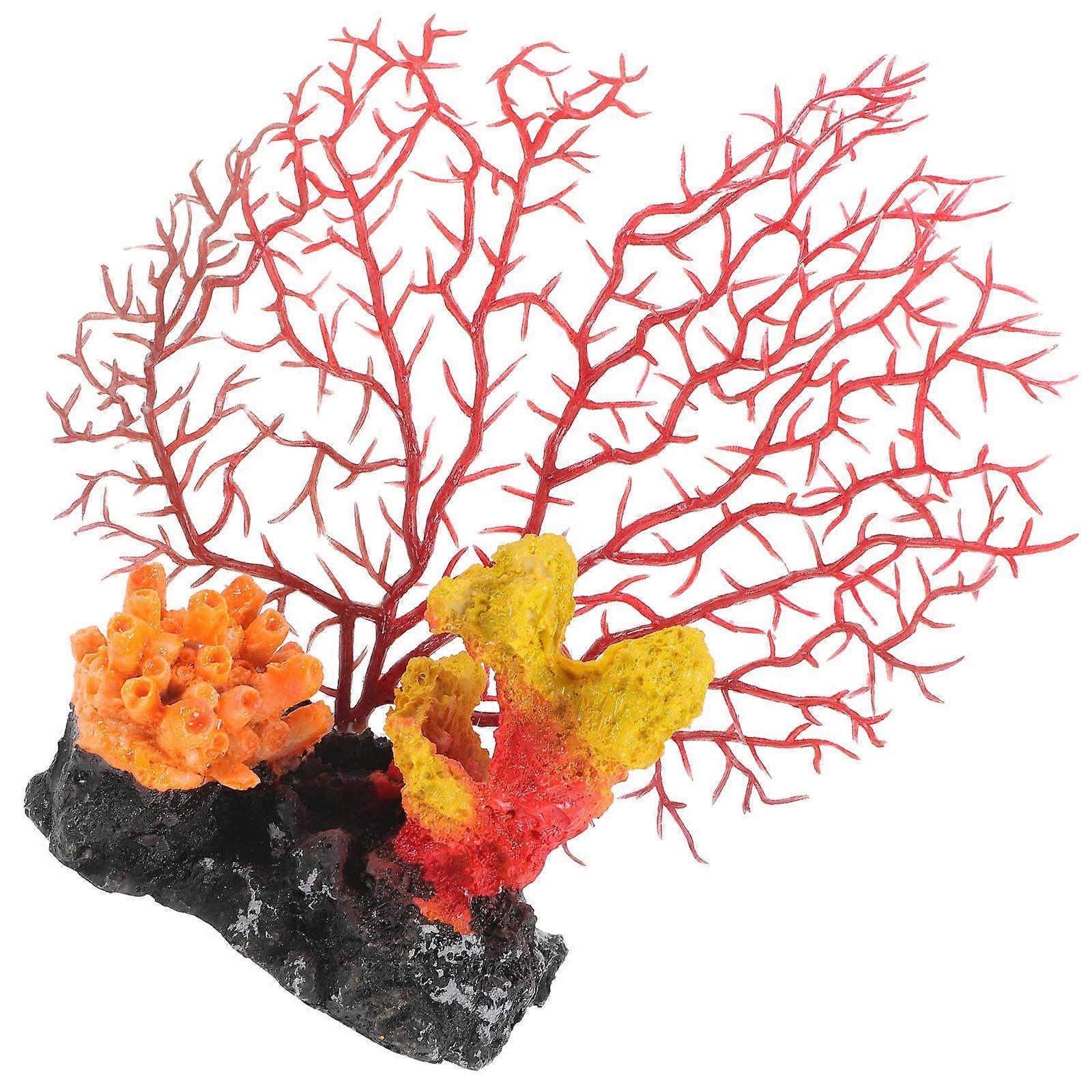 Orange Simulation Coral Resin Fish Tank Decor for Decoration
