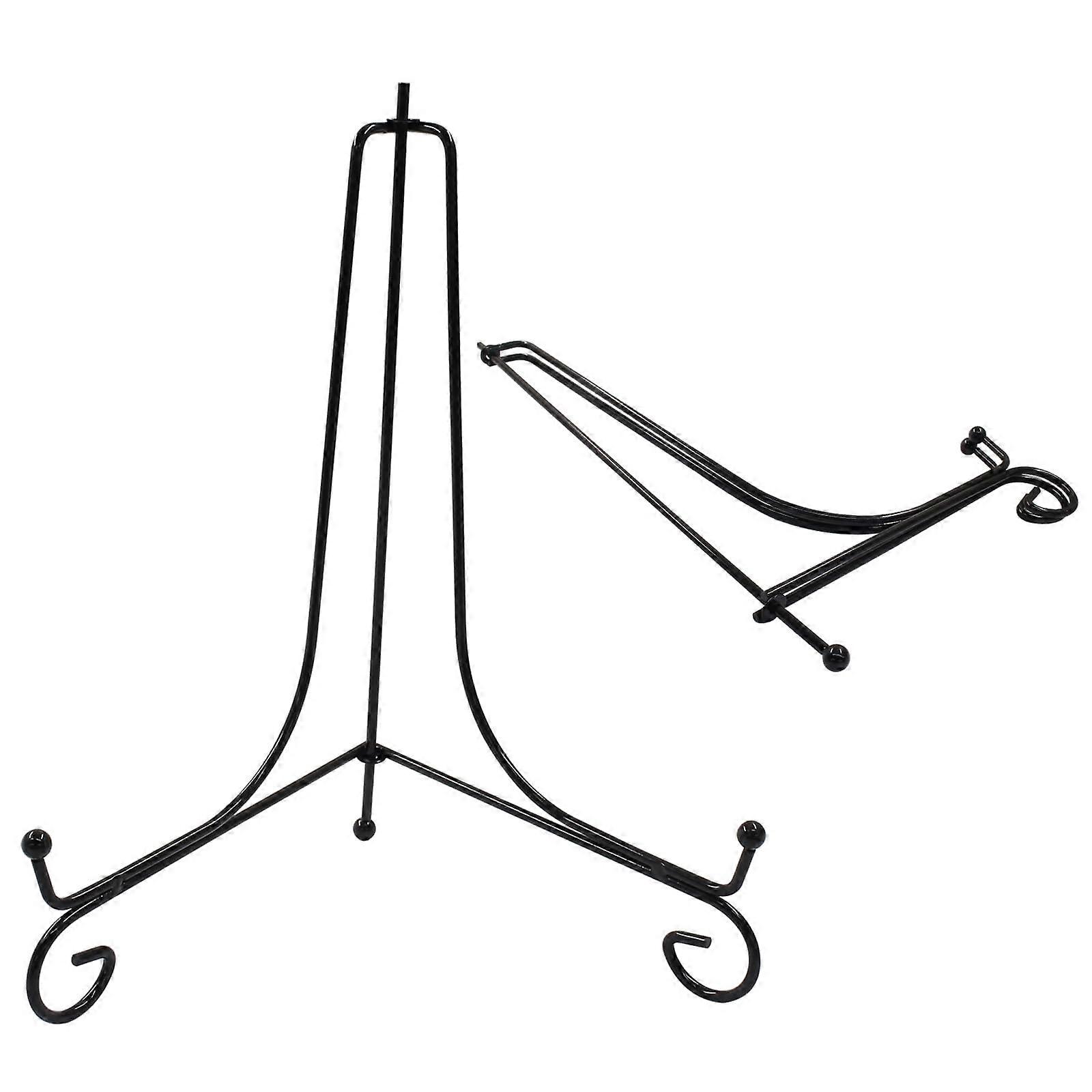 2 Pack 10 Inch Black Plate Display Stands with Adjustable Support Legs for Decorative Plates and Frames