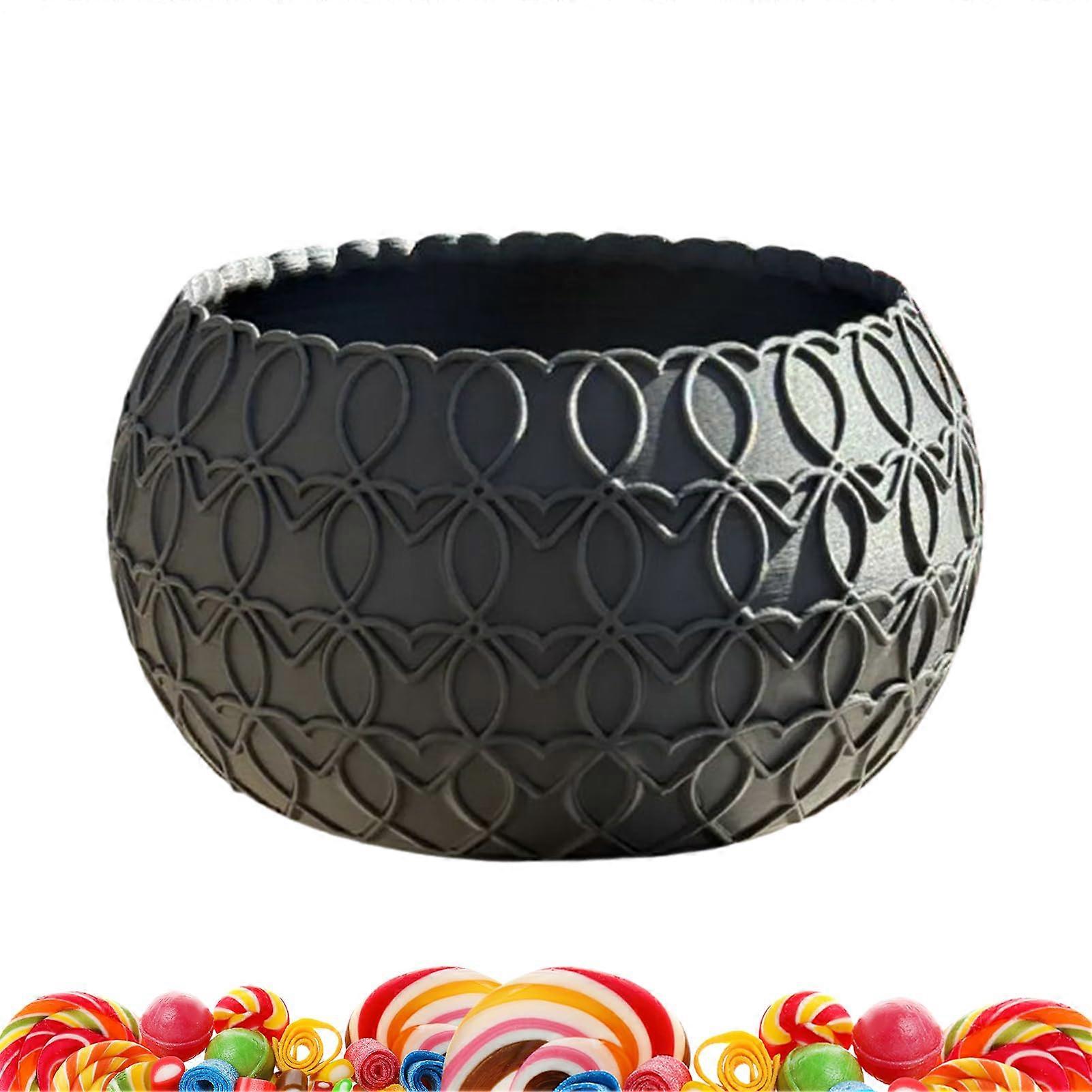 Candy Bowl with Black Heart Pattern, 3D Centerpiece, Dual Use for Vase or Serving at Home and Parties