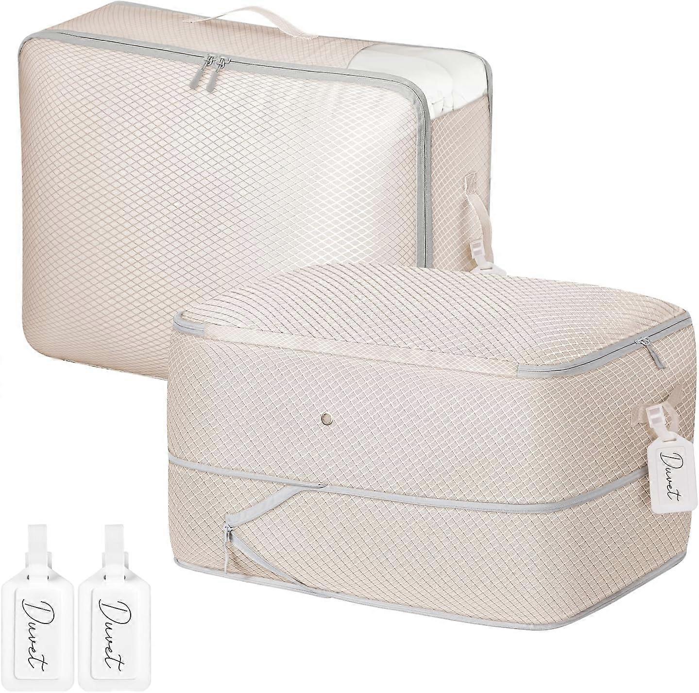 Storage Bags 2 Pack 66L Large Capacity Blanket Compression Organizer with Clear Window and Handles