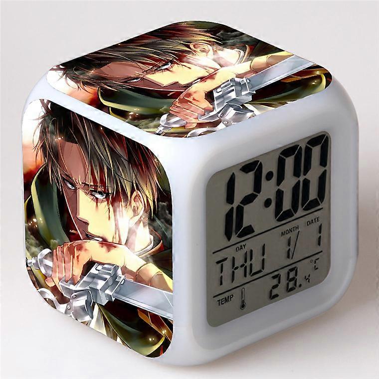 Attack on Titan anime alarm clock, color-changing square clock