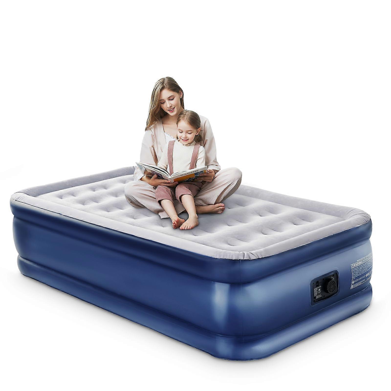 Twin Air Mattress with Builtin Pump, 18in Raised Inflatable Bed, 3Min Inflation, 550lbs Capacity for Camping, Home, Guests