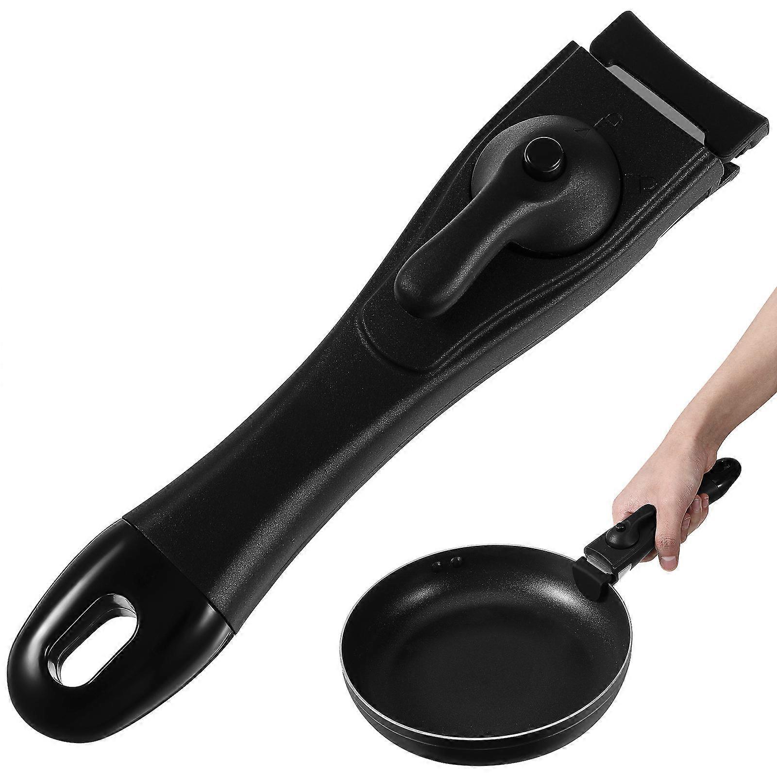 Silicone Pan Handle Fry Pan Self-Lock Handle Replacement 1Pcs Black