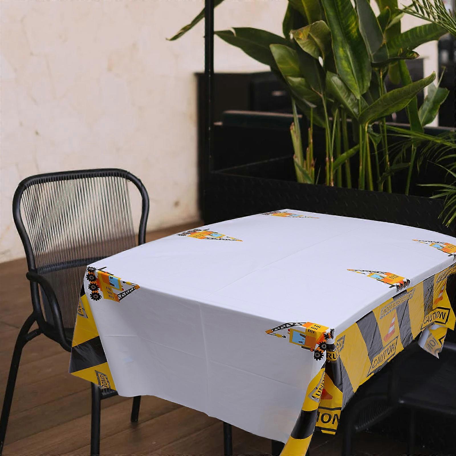 Table Cloth Disposable Rectangular Printed Design Yellow 220x130cm Daily Use Table Cover 1Pc
