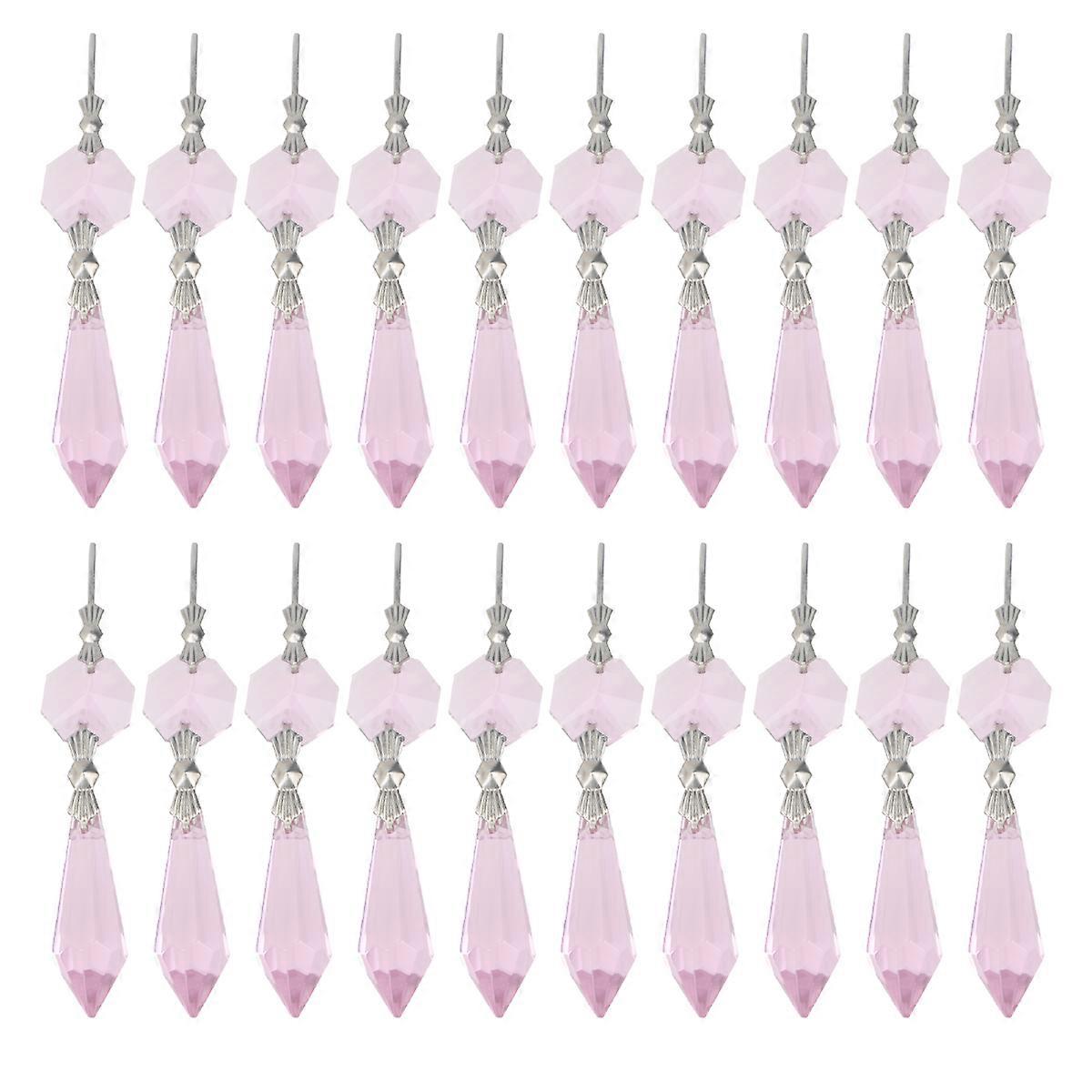 DIY Crystal Hanging Decoration 1 Package Pink Pointed Beads Ceiling Lights Reflective Effect