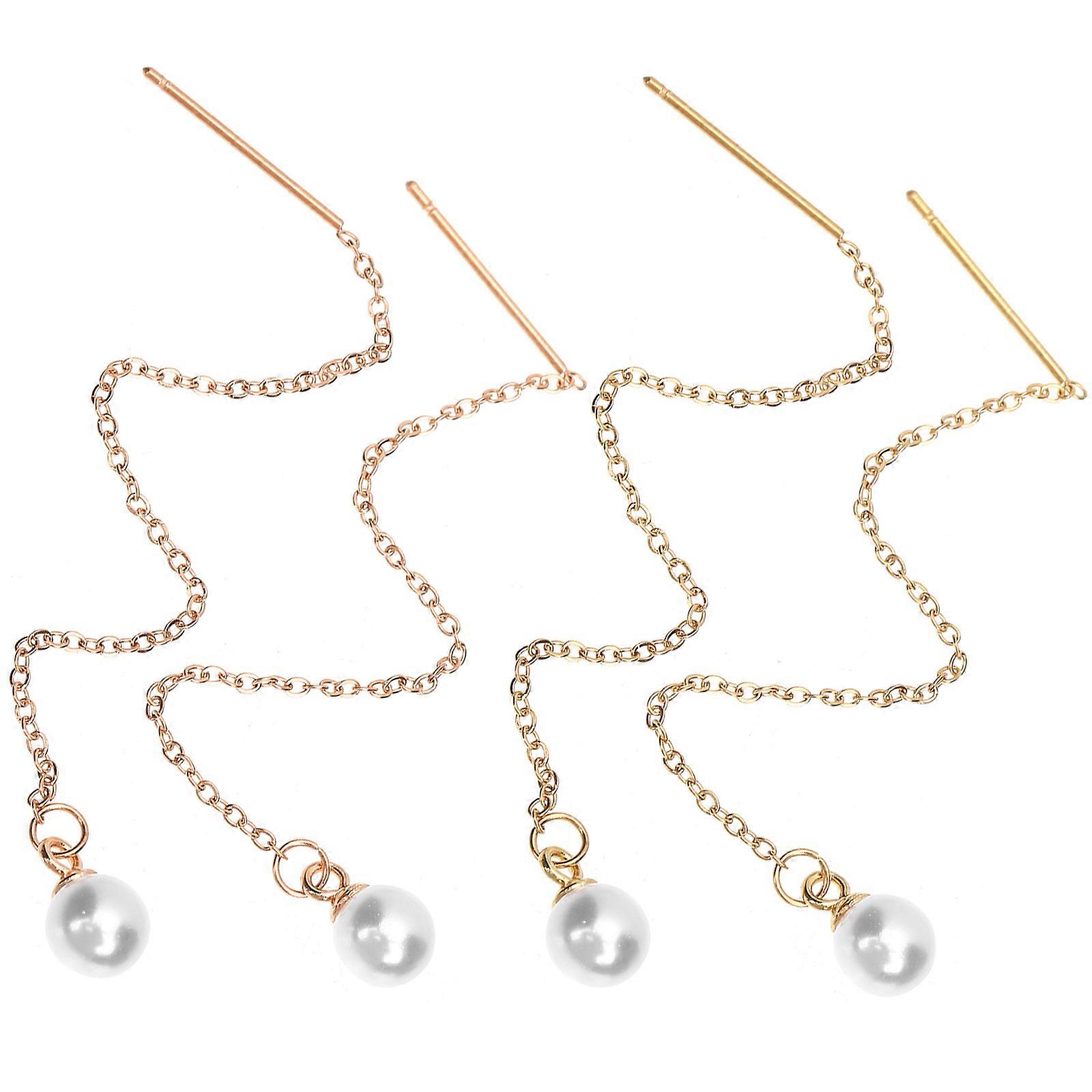 Threader Earrings Dangle Design Face Shape Modification Long Chain Alloy 3.14X0.20X0.20in 2Pairs