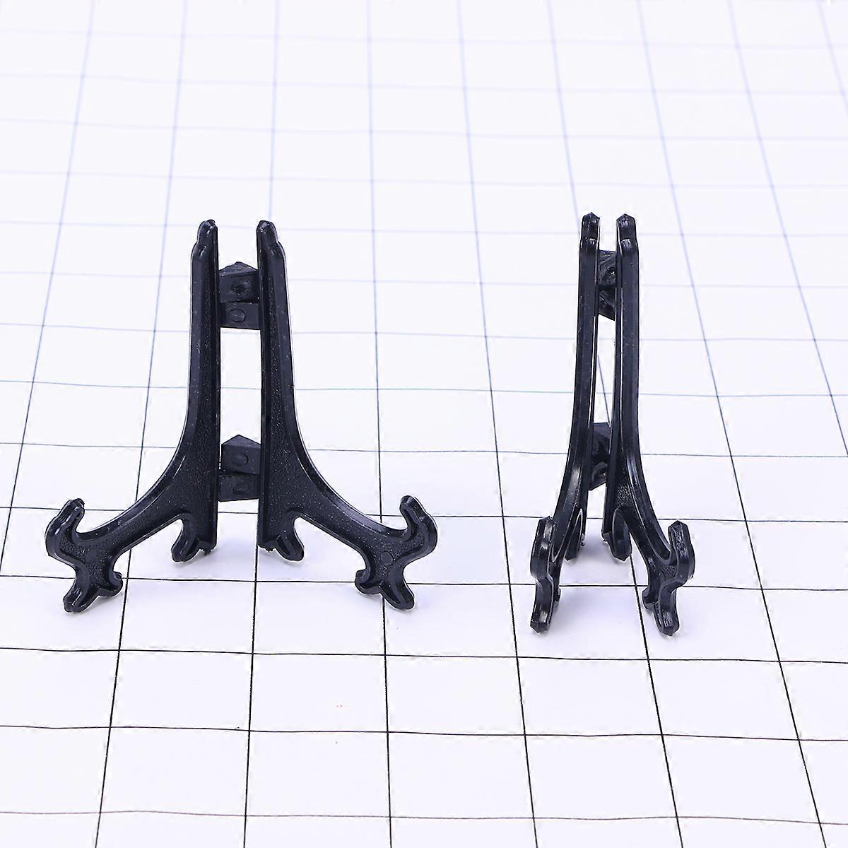 Plate Pedestal Foldable Plastic Display Easel Stand for 12Pcs Black