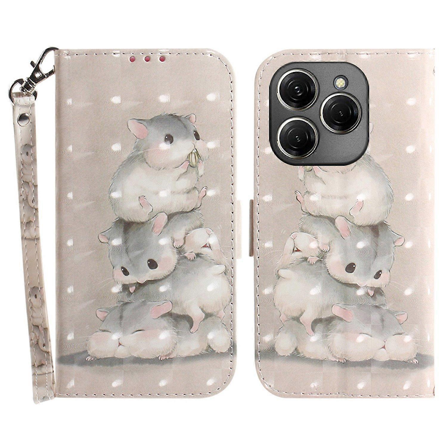 For TECNO Spark 20 Pro Case Pattern Printing Leather Wallet Cover with Strap