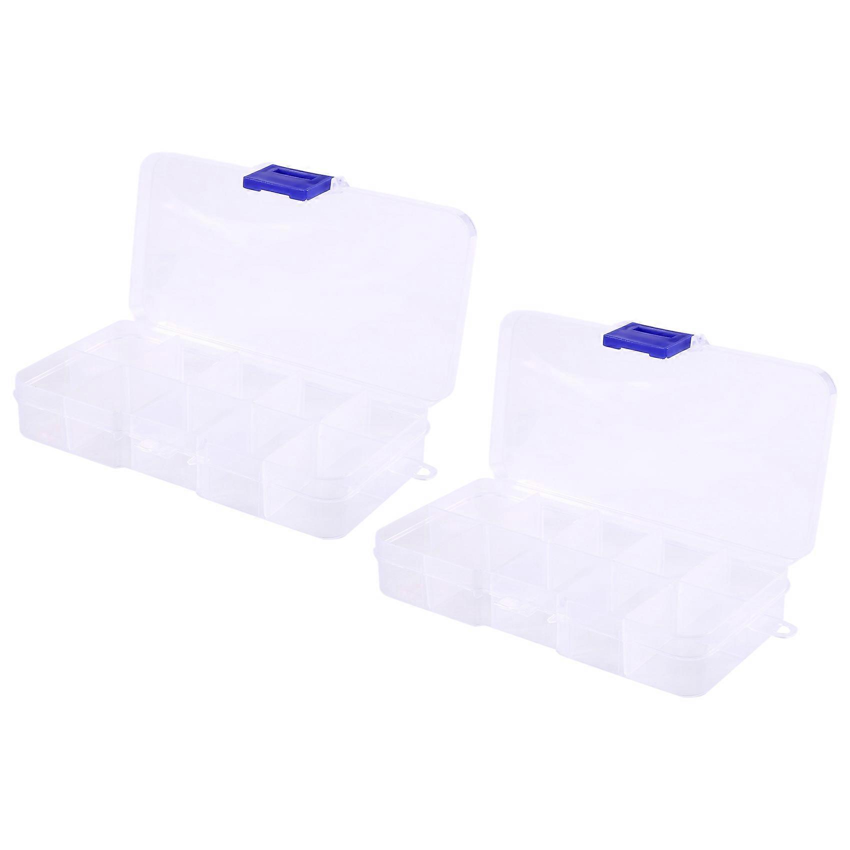 2Pcs 10-Slot Portable Plastic Resistors Electronic Component Case Box