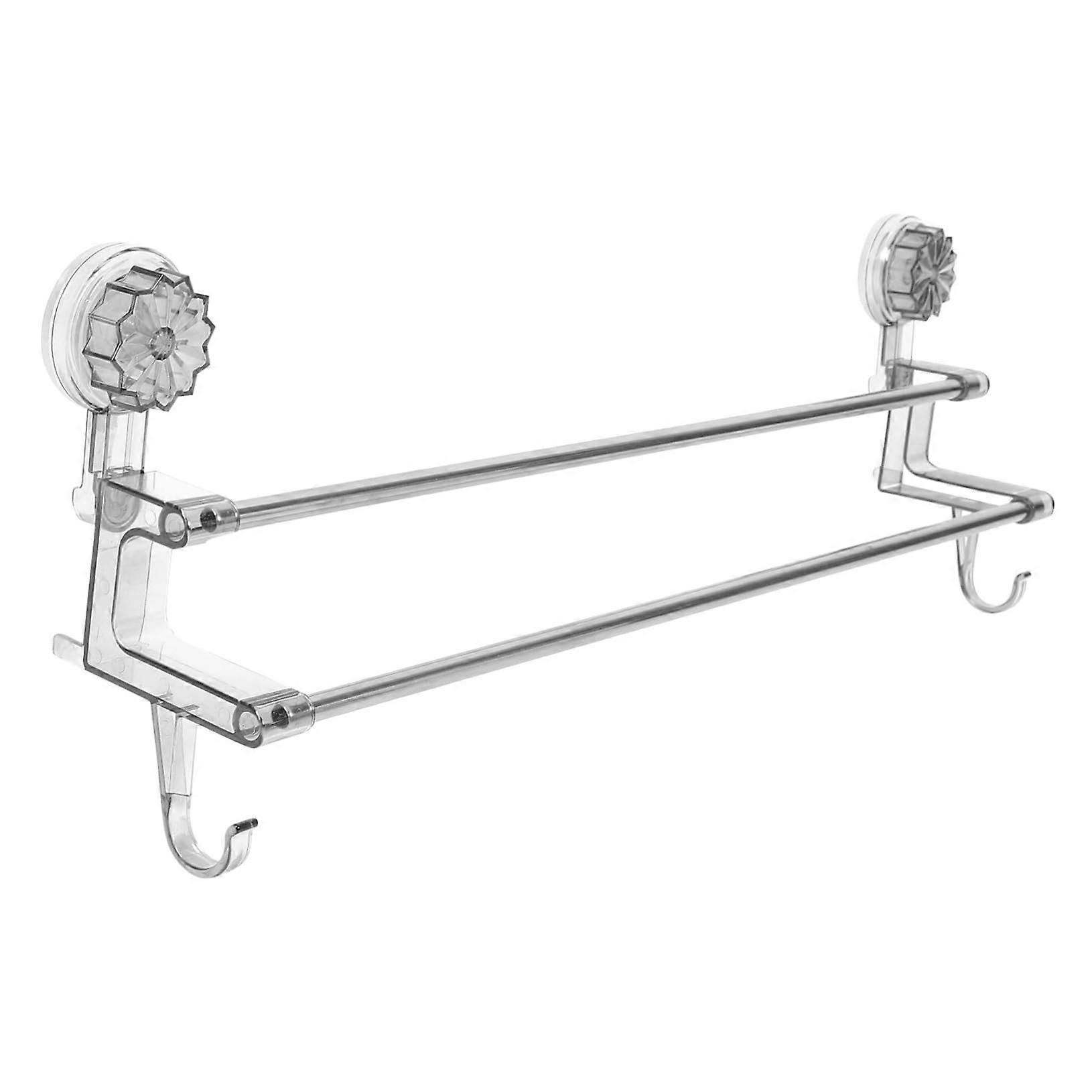 Double Pole Suction Cup Towel Rack with Strong Hold, QuickDry Storage for Bathroom and Kitchen