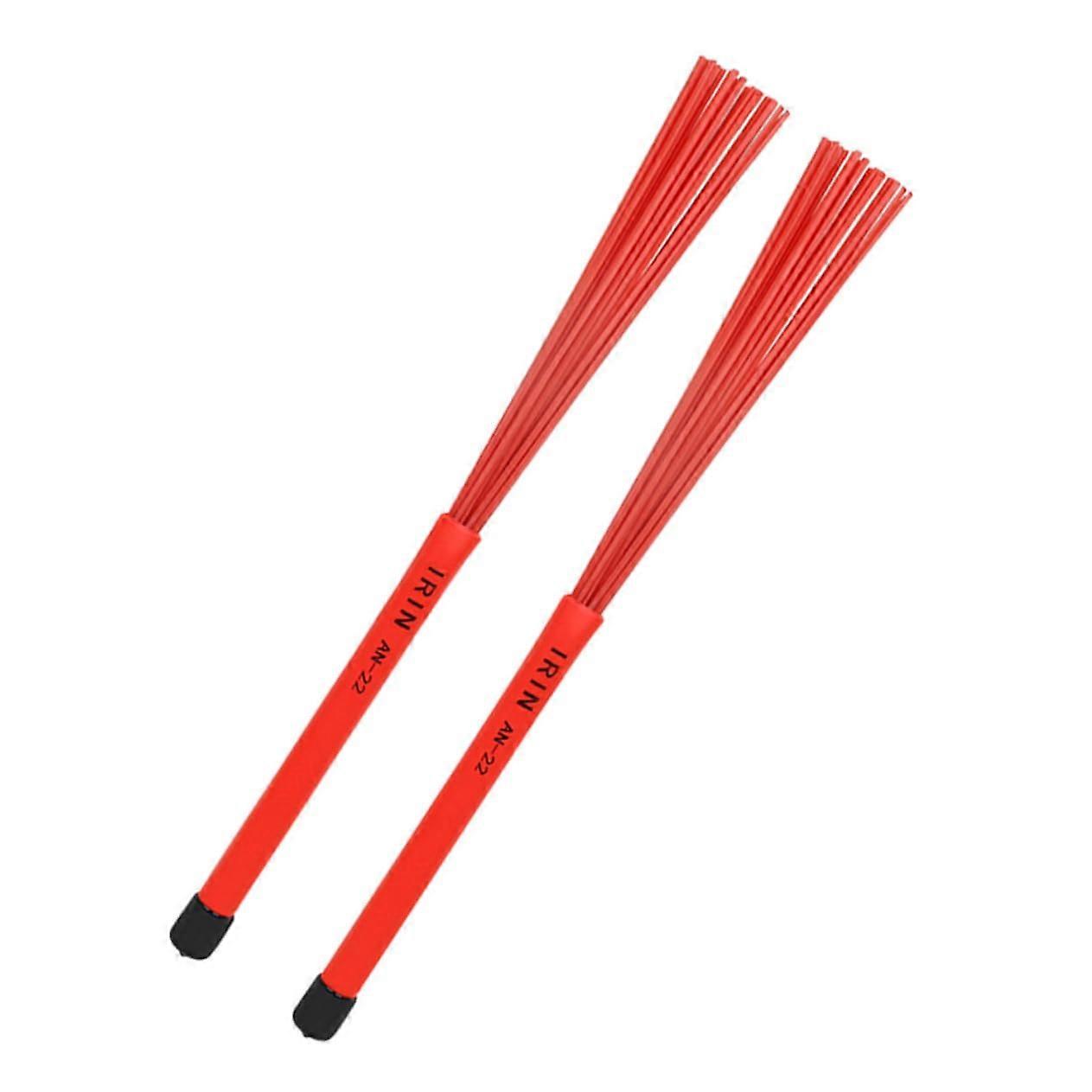 Retractable Wire Drum Brushes with Long Wooden Handle for Jazz Practice and Performance