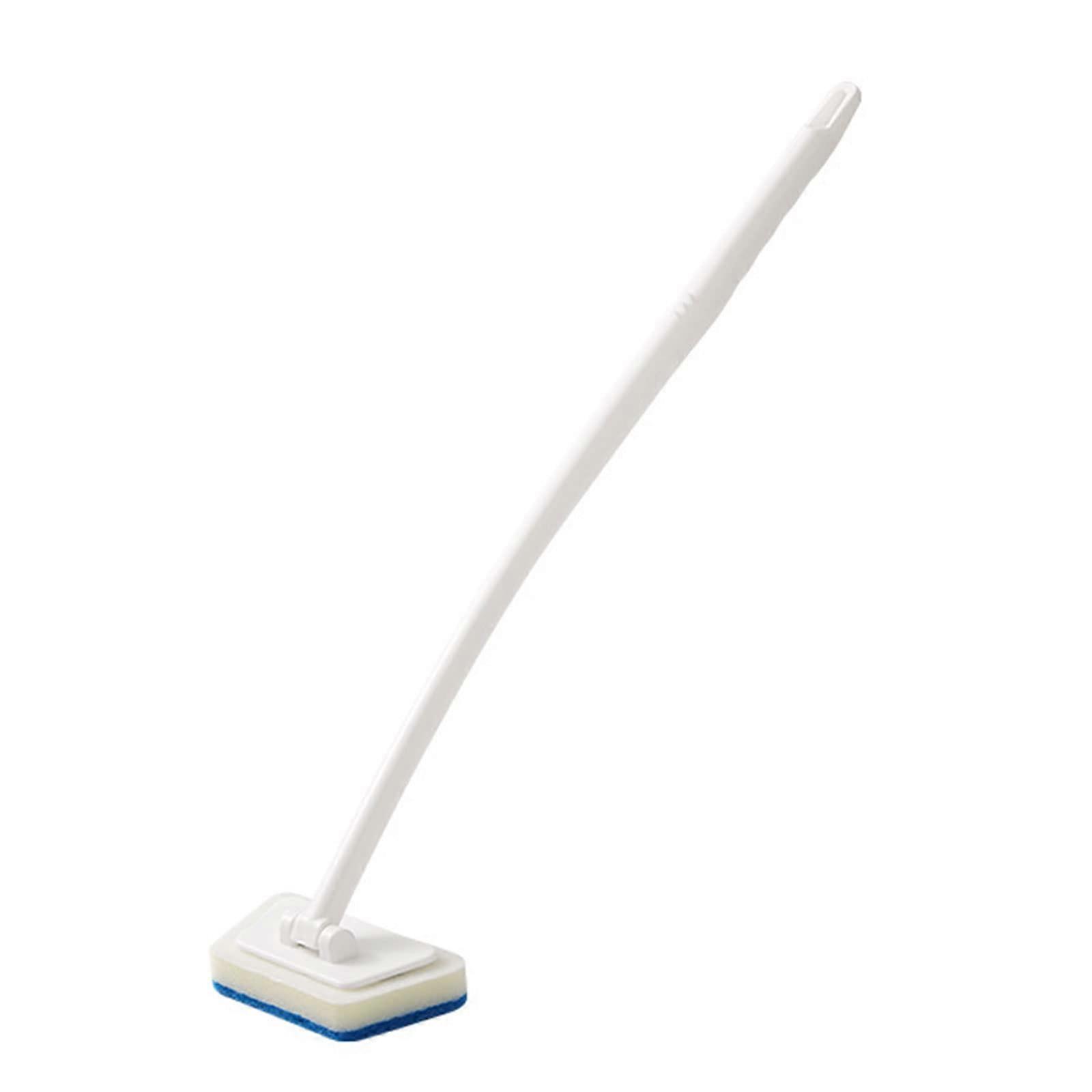 Scrub Brush with Long Handle for Tile and Tub Cleaning, Dual Surface Head, Adjustable Angle, White