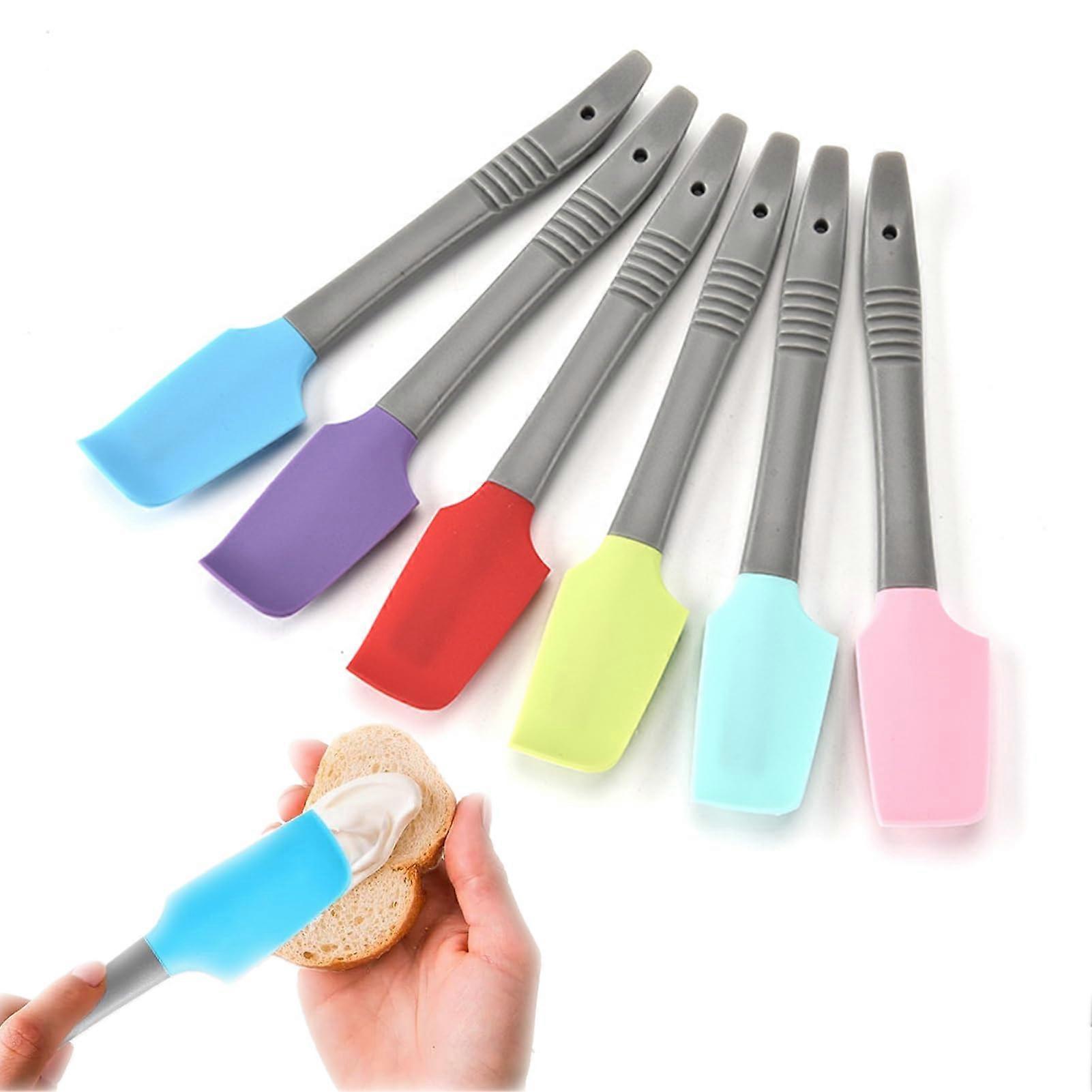 6 Pack Mini Silicone Spatula Set with ArcShaped Blade for Baking, Cooking, Mixing and Frosting