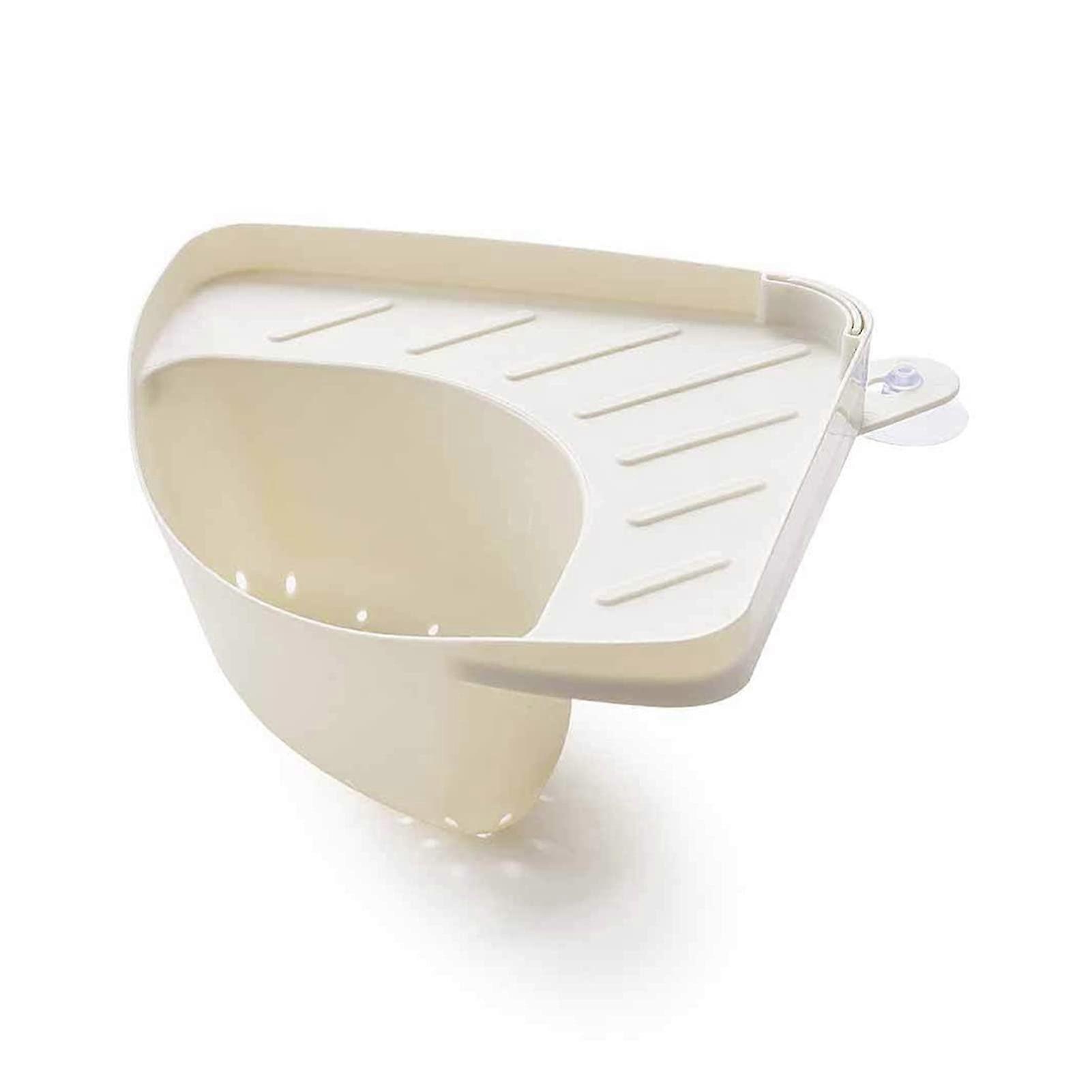 Corner Sink Strainer Basket with Quick Drainage, SpaceSaving Triangular Rack and Suction Cup
