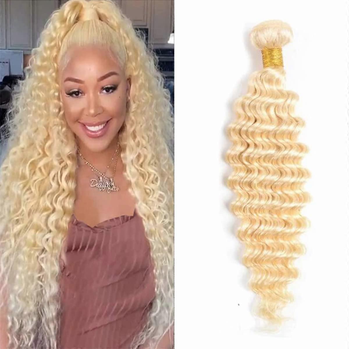 613 Blonde Deep Wave Human Hair Extensions 10 Inch Unprocessed Wet and Wavy Bundle