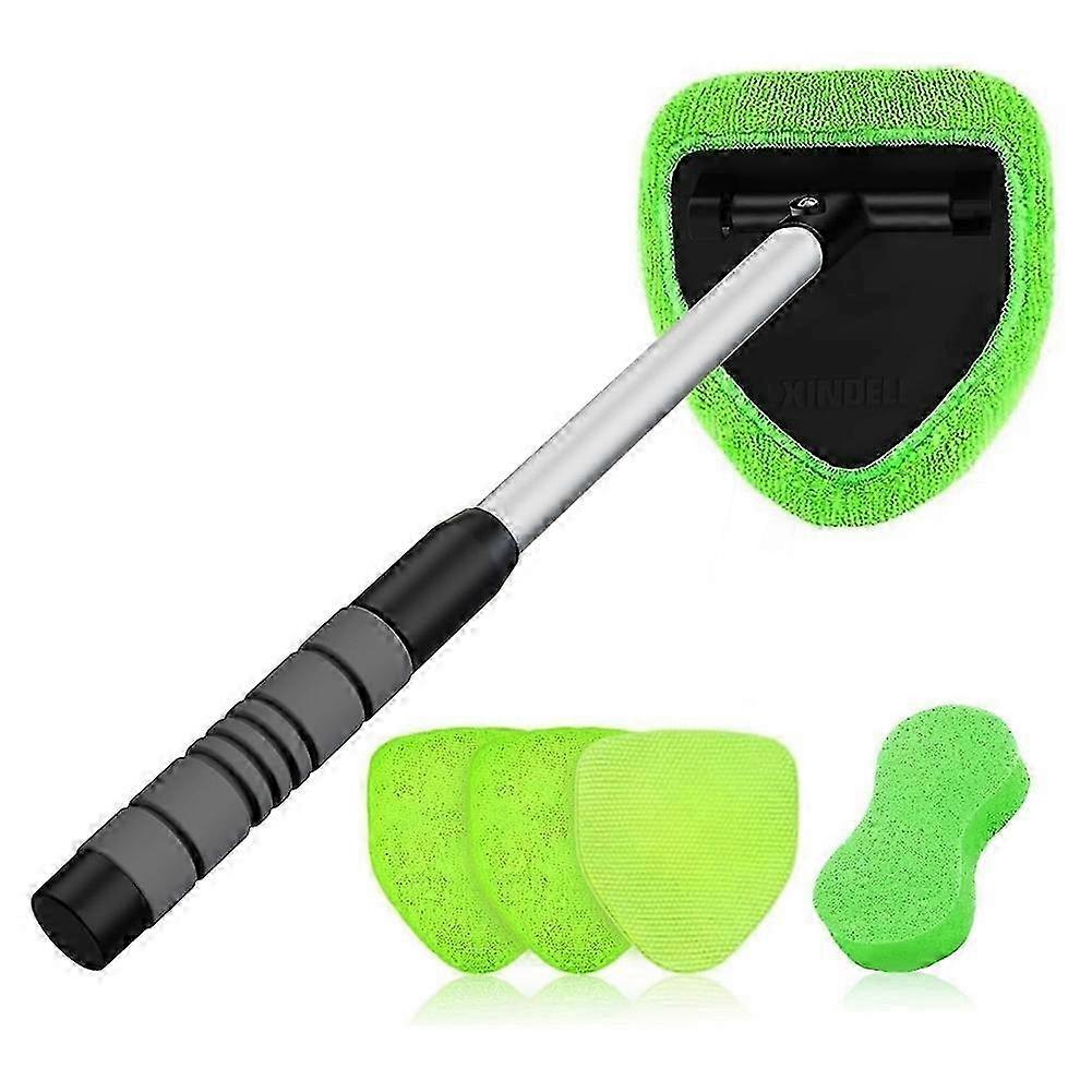 Windshield Cleaner Tool - Large Head Car Interior&Exterior Window Cleaning Kit with Extendable Handl