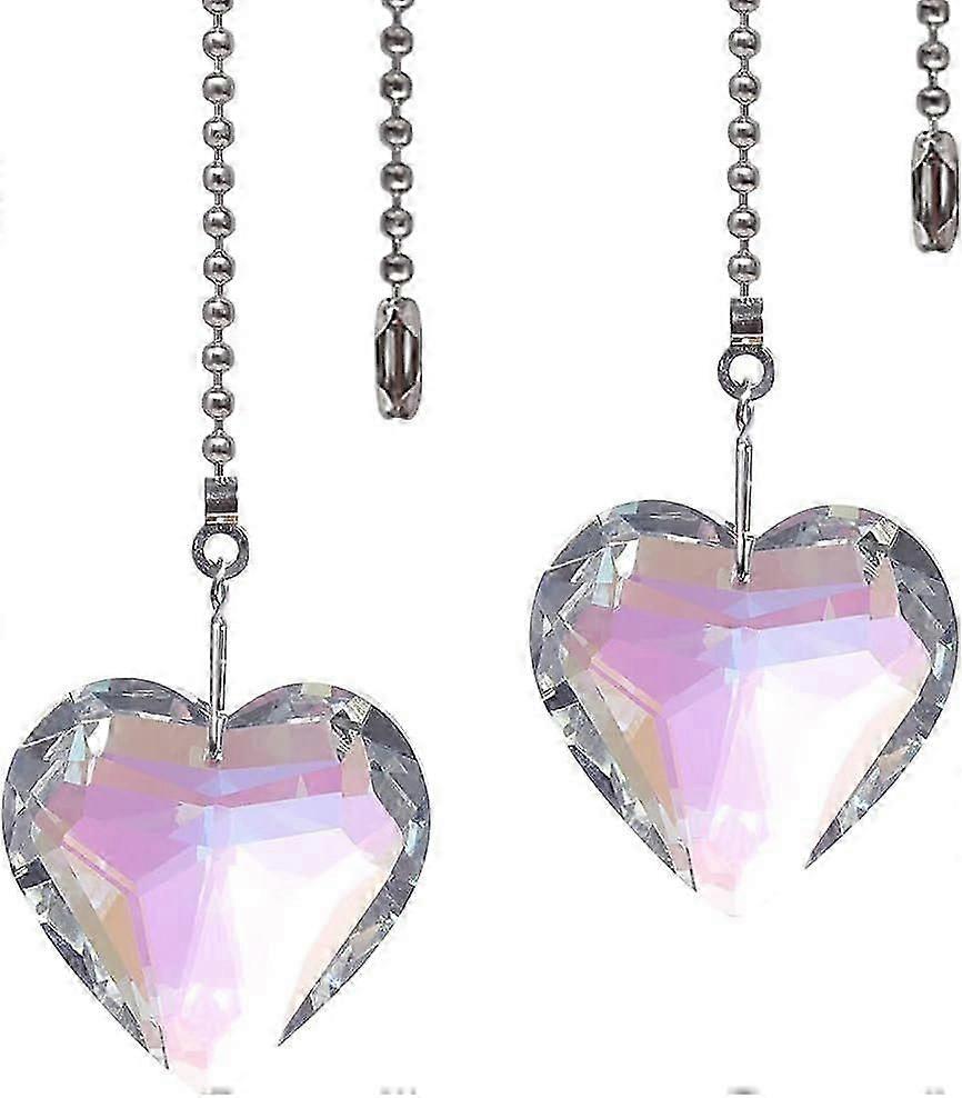 Ceiling Fan Pull Chains AB Coating Crystal Heart Ornaments 20 Inches Chain Pull