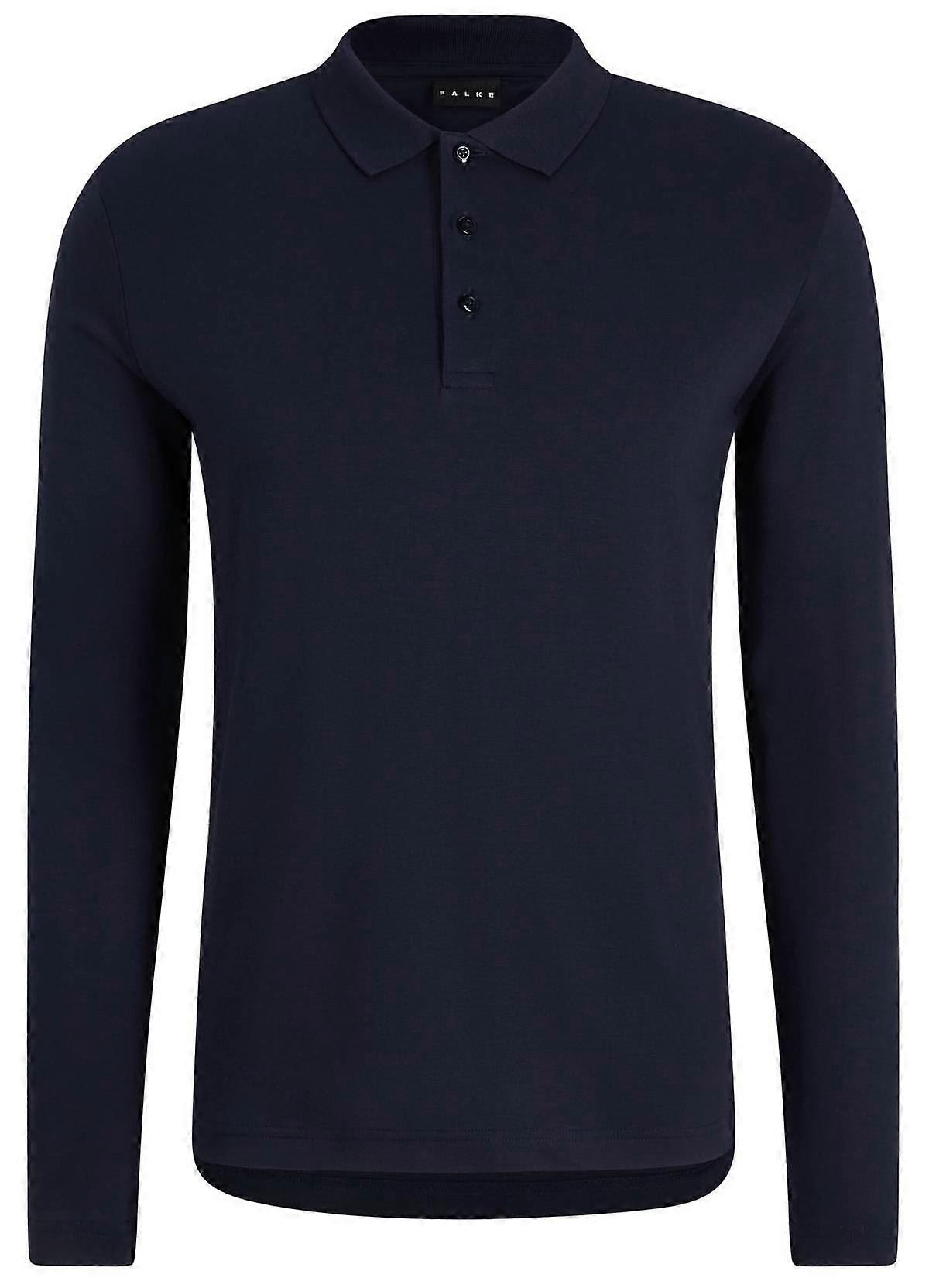 Falke Pima Interlock Long Sleeve Polo Shirt - Space Blue