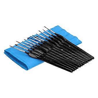 12-teiliges Pinselset für Gesichts-Make-up-Nagelmaßstabsmodell-Malerei Aquarell-Strichzeichnung (Schwarz)