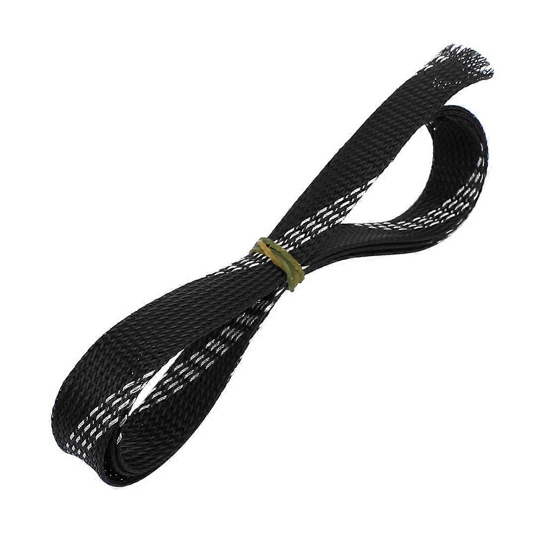 20mm PET Braided Cable Sleeving Expandable Wire Wrap Black Silver 1M Durable Protective Sleeve